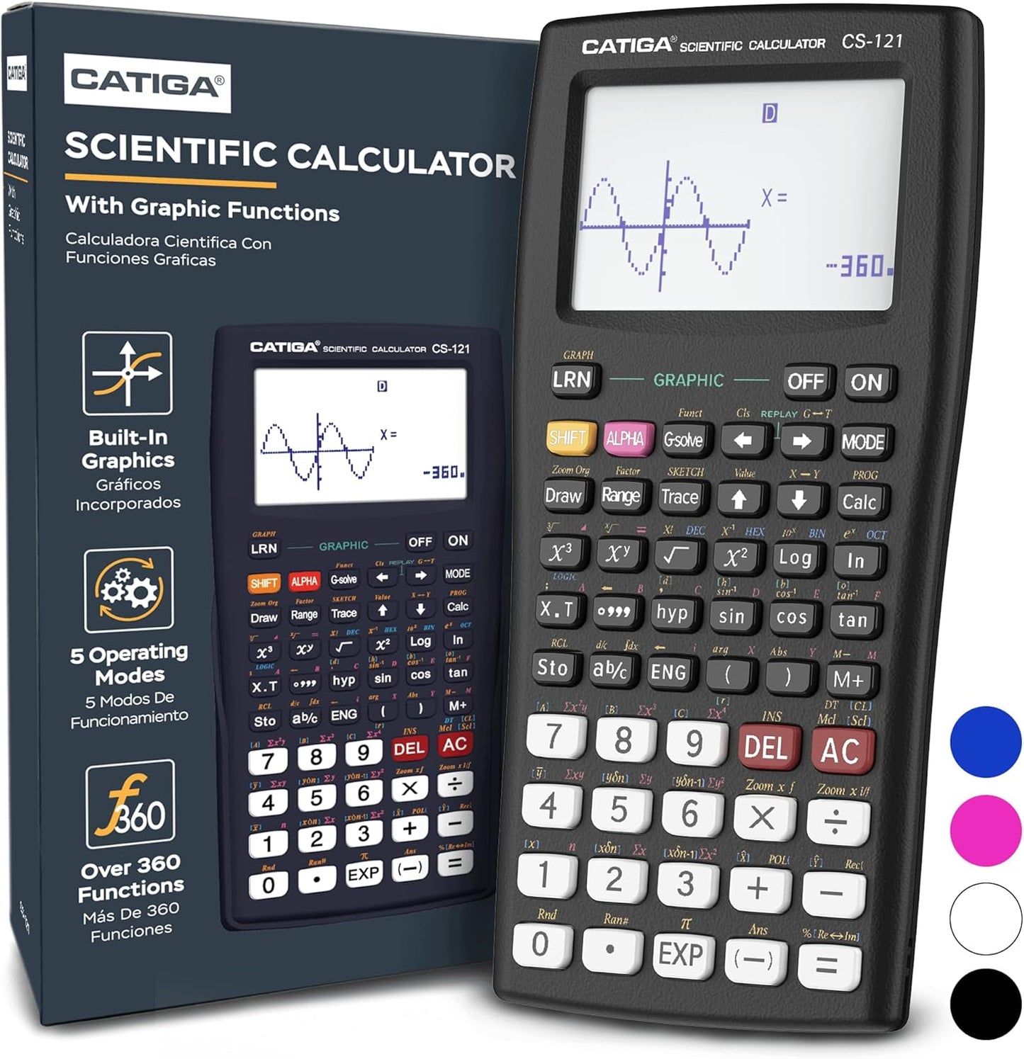 CATIGA Scientific Calculator with Graphic Functions, Multiple Modes with Intuitive Interface, Perfect for Beginner and Advanced Courses, High School or College, CS-121