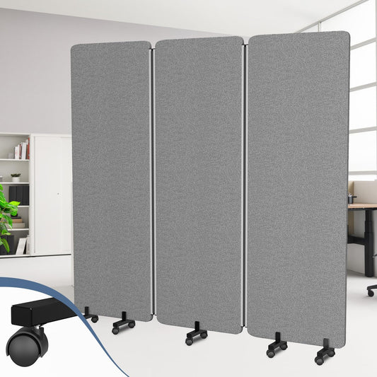 Acoustic Room Divider Privacy Panel with Wheels, 3 Panel Soundproof Room Divider (Aluminum Frame) for Room Partition, Folding Room Dividers Separation Office Cubicle Wall Sound Proof Partition Divider