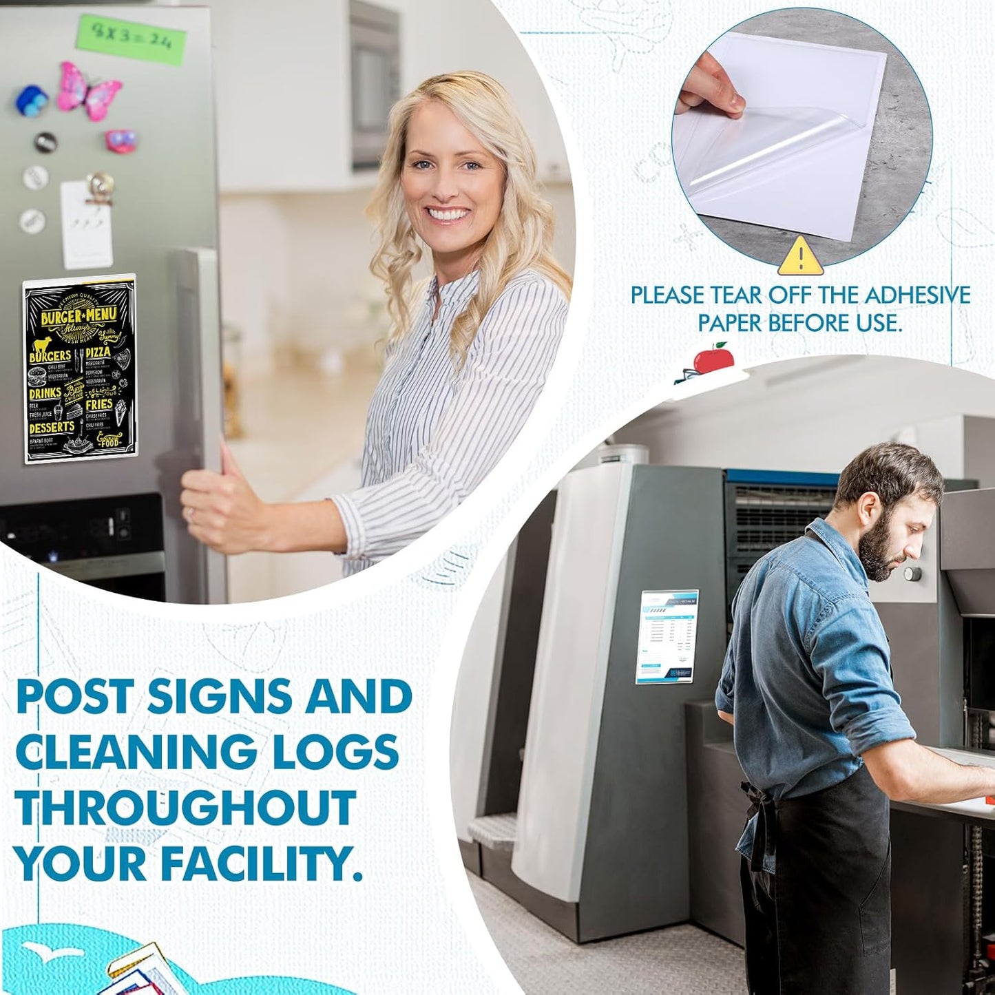 Outus Self Adhesive Shop Ticket Holders Clear Plastic Sleeves Adhesive Pockets Work Order Job Ticket Holders for Home Office Posting Signs(5 x 8 Inch,400 Pcs)