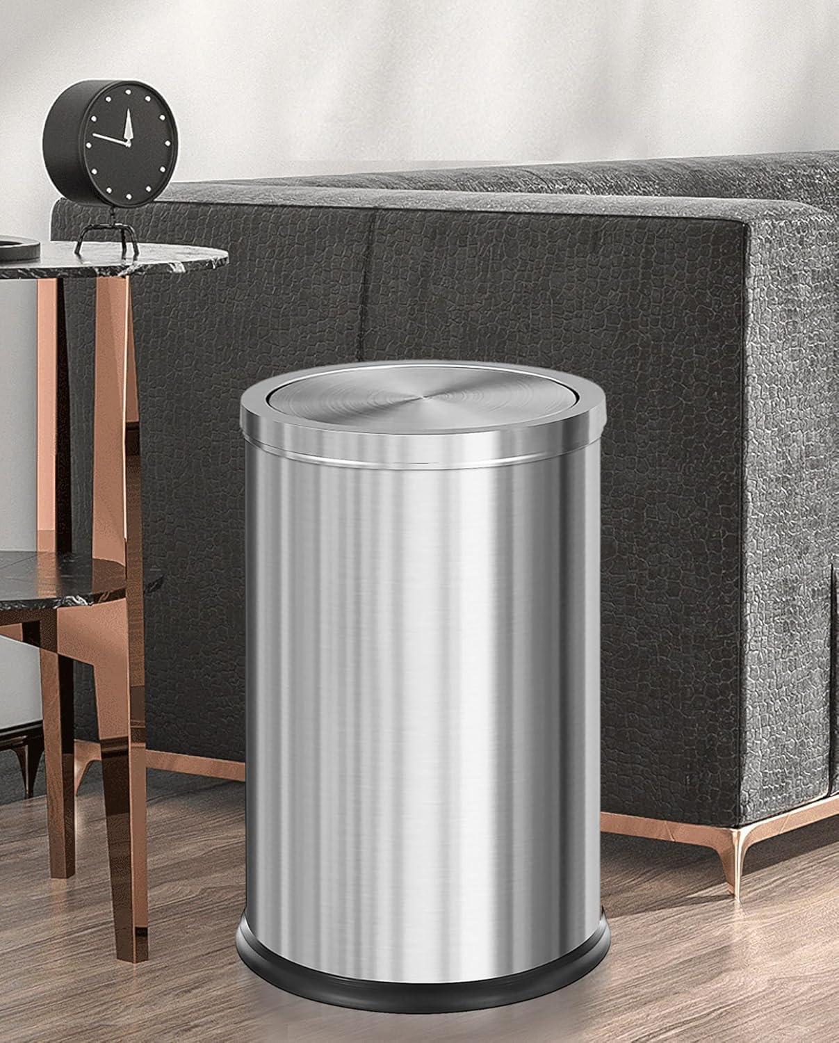 Brushed Gold Bathroom Trash Can with Swing Lid 4.7Gallon,Stainess Steel Garbage Can Trash Bin Wastebaskets for Kitchen,Office,Bedroom (Silver, 4.7 Gallon)