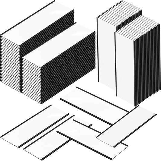 Gueevin 100 Pcs Magnetic C Channel Label Holders 3 x 8 Inch Label Holders Magnet Name Plate with Paper Inserts and Clear Plastic Protectors for File Cabinet Shelf Toolbox Drawer