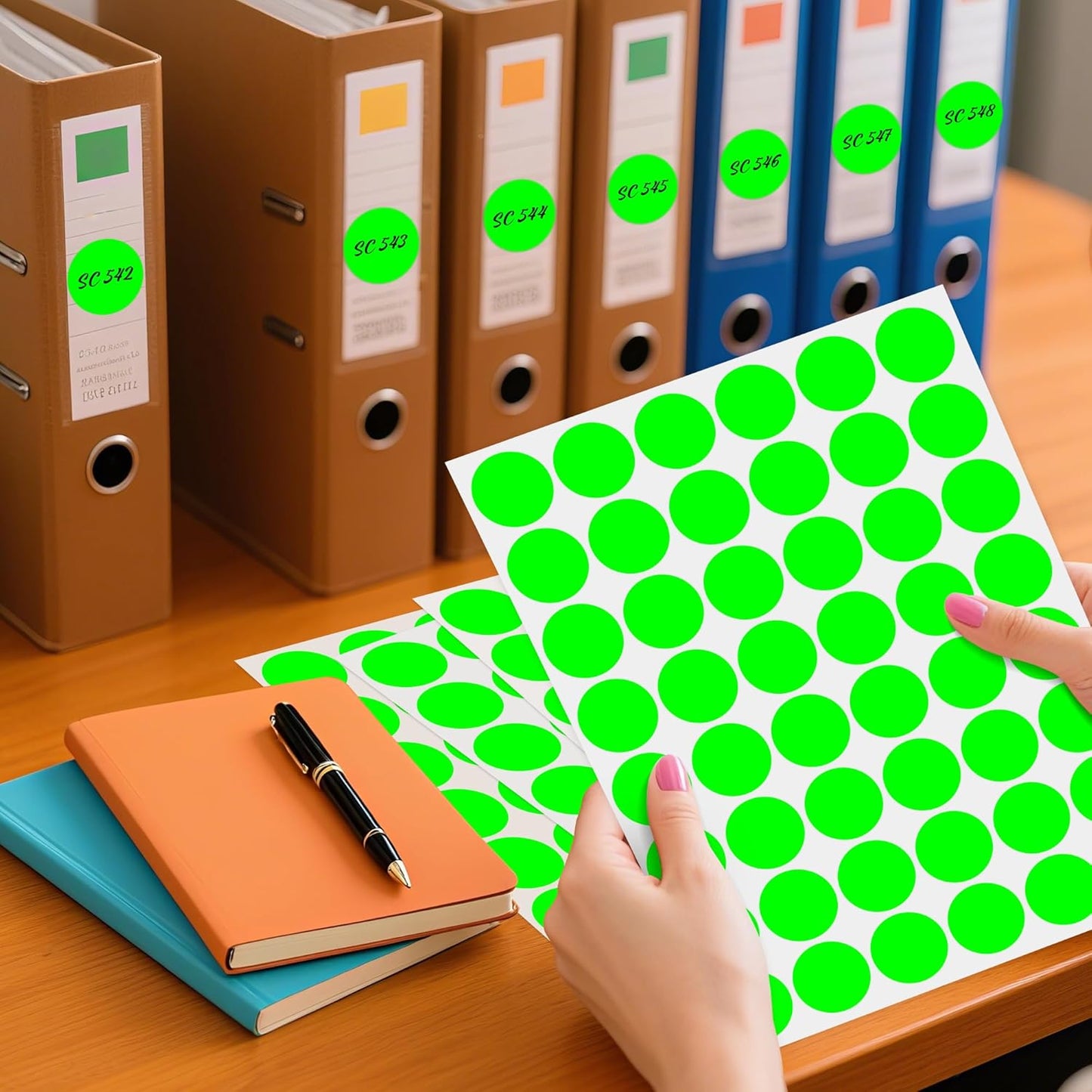 PARLAIM 1 inch Round Fluorescent Green Dot Sticker,720PCS Permanent Adhesive Color Code Circle Sticker Labels for Office Classroom Garage Sale