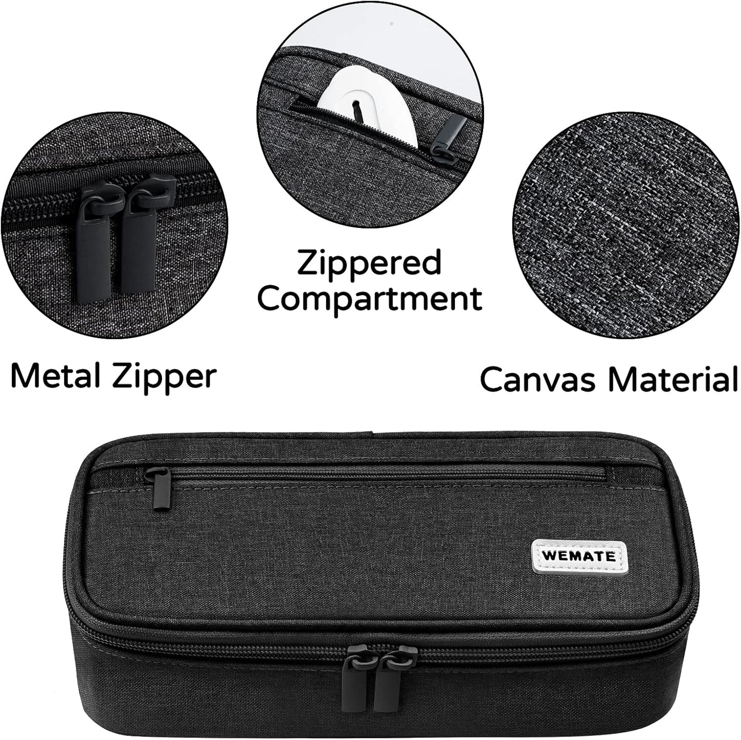 WEMATE Pencil Case, Large Storage Organizer for Stationery, Back - to - School Essential, Teacher Must - have, Big Pencil Pouch, Marker Case School Supplies for College & High School