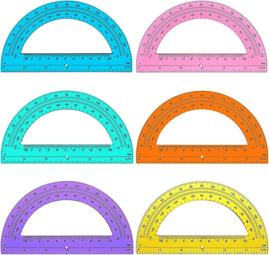 Zonon 12 Pieces Protractors Bulk Plastic 180 Degrees 6 Inch Translucent Protractors for Geometry, Angle Measurement, Students School Supplies