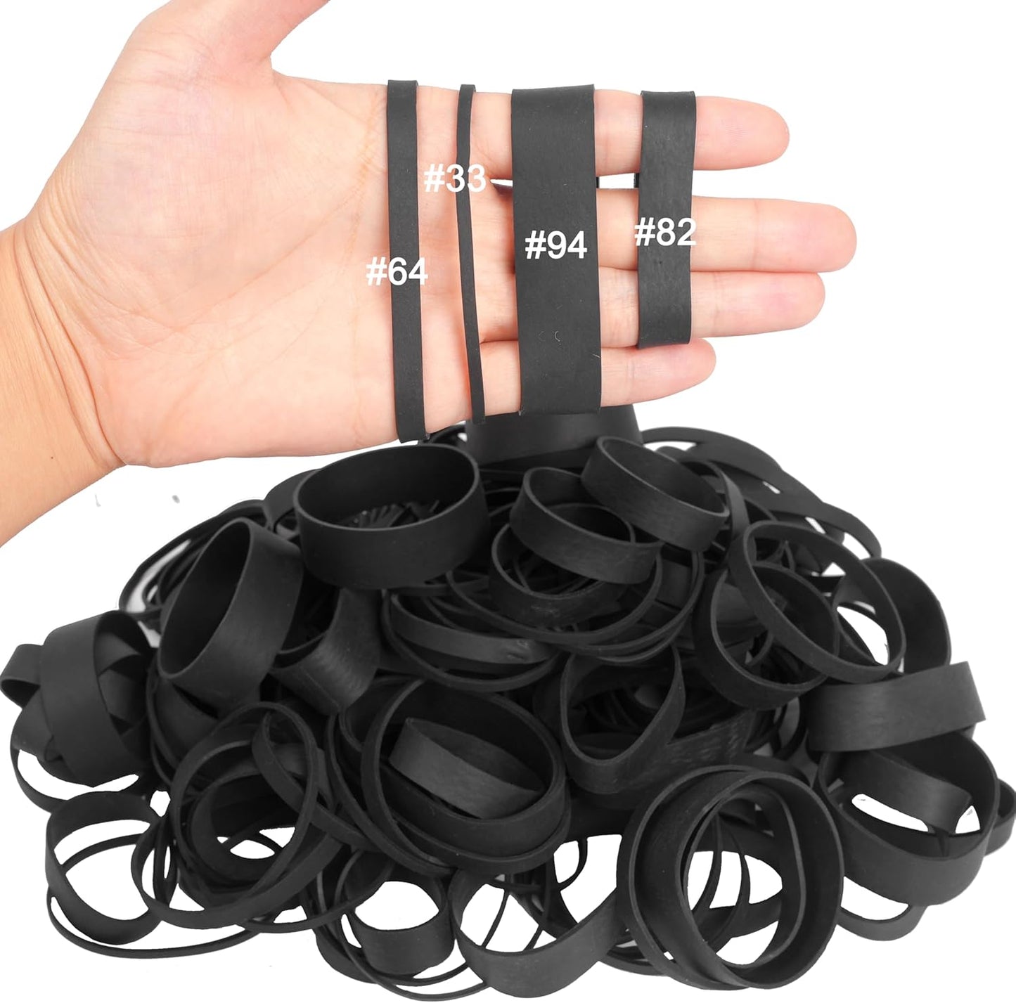 Rubber Bands Assorted Sizes Black Elastic Bands Tactical rubber band for Office supplies 0.5lbs size82,size#94,size#33,size#64