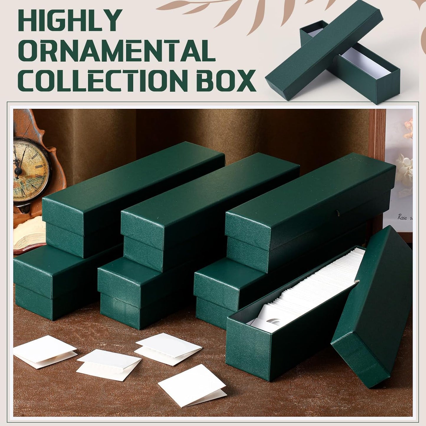Teling 8 Pcs Coin Storage Box 2x2inch Flip Holders Collectors Coin Supplies Holders for Cents Collection Cardboard (Dark Green)