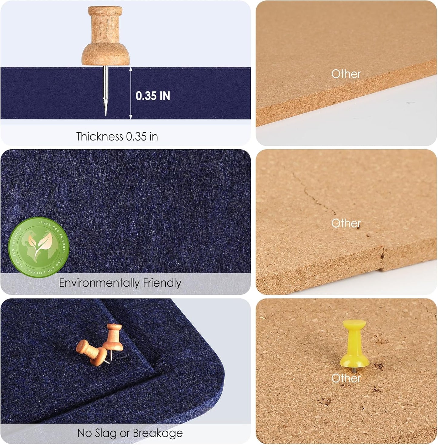 MaxGear Bulletin Board 35" x 17.5", Foldable Felt Board Vision Board Supplies, Cork Board for Office, Home, School, Small Pin Boards for Walls Decorative Picture Framed Display Board Dark Blue