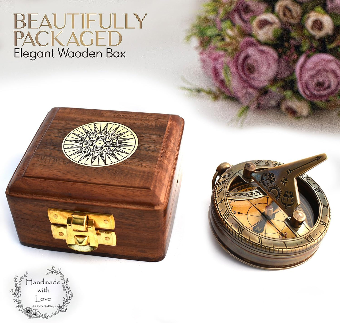 Trust in The Lord With All Your Heart - Proverbs 3:5-6 Quote Engraved Compass With Wooden Box, Greeting Card, Gift Compass, Graduation Day Gifts 2024 for Women Men Boys Girls