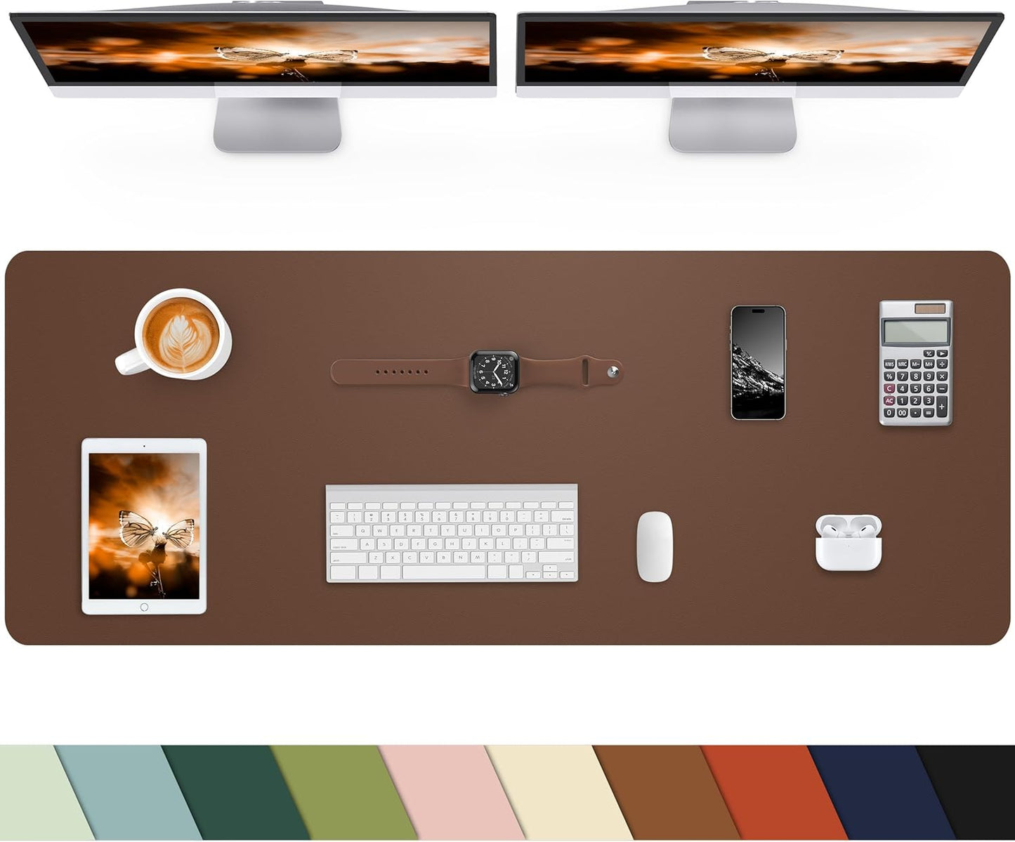 Extra Large Desk mat, Leather Desk Pad Protector,Office Desk Mat,Mouse Pad, Non-Slip Desk Blotter, Laptop Desk Pad, Waterproof Desk Writing Pad for Office&Home (Brown, 55" x 17")