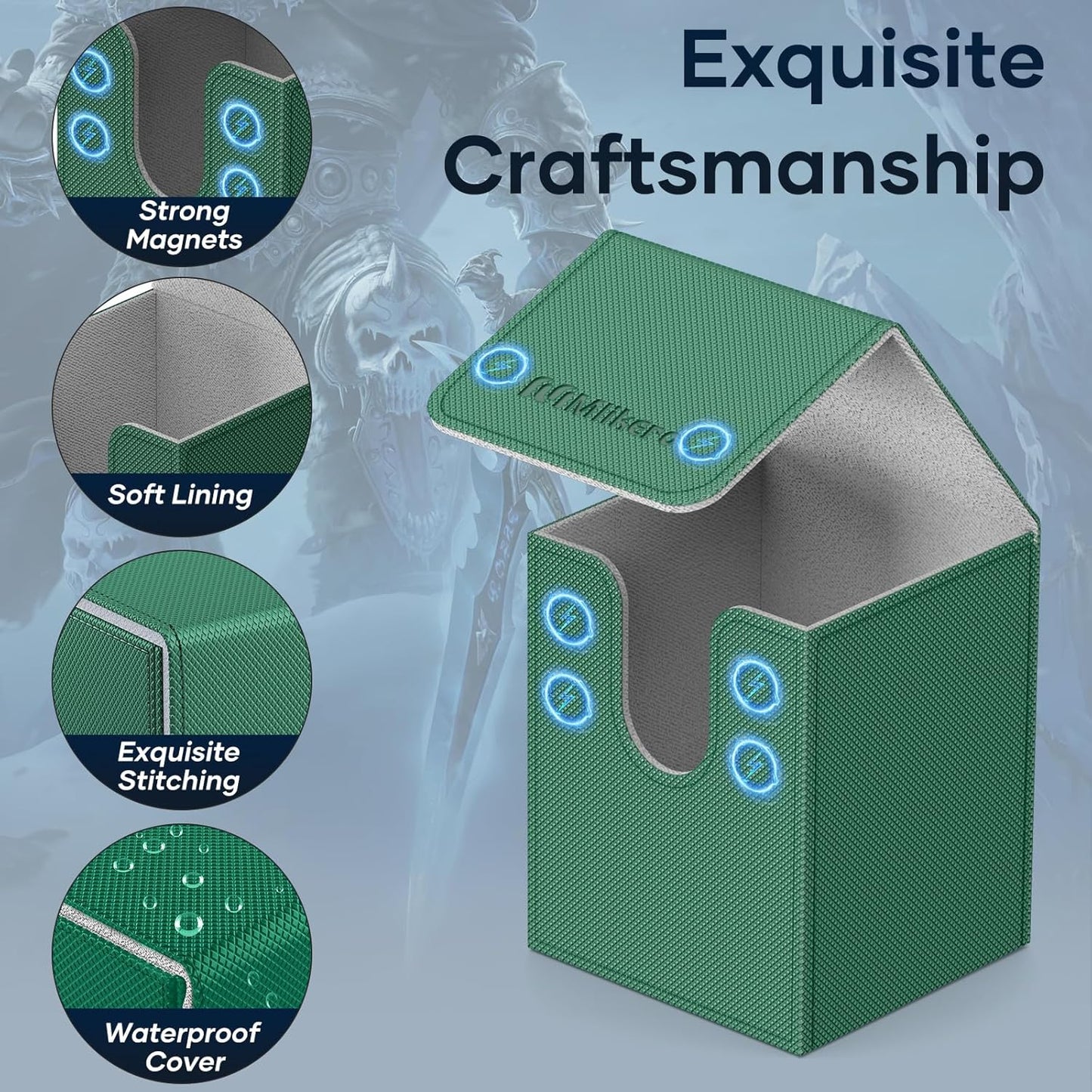 Mlikero 4 Pack Card Deck Box, Commander Deck Box Holds 400+ Single Sleeved Cards with 4 Dividers, Leather Magnetic Card Box Fit for MTG, TCG (4 Colors)