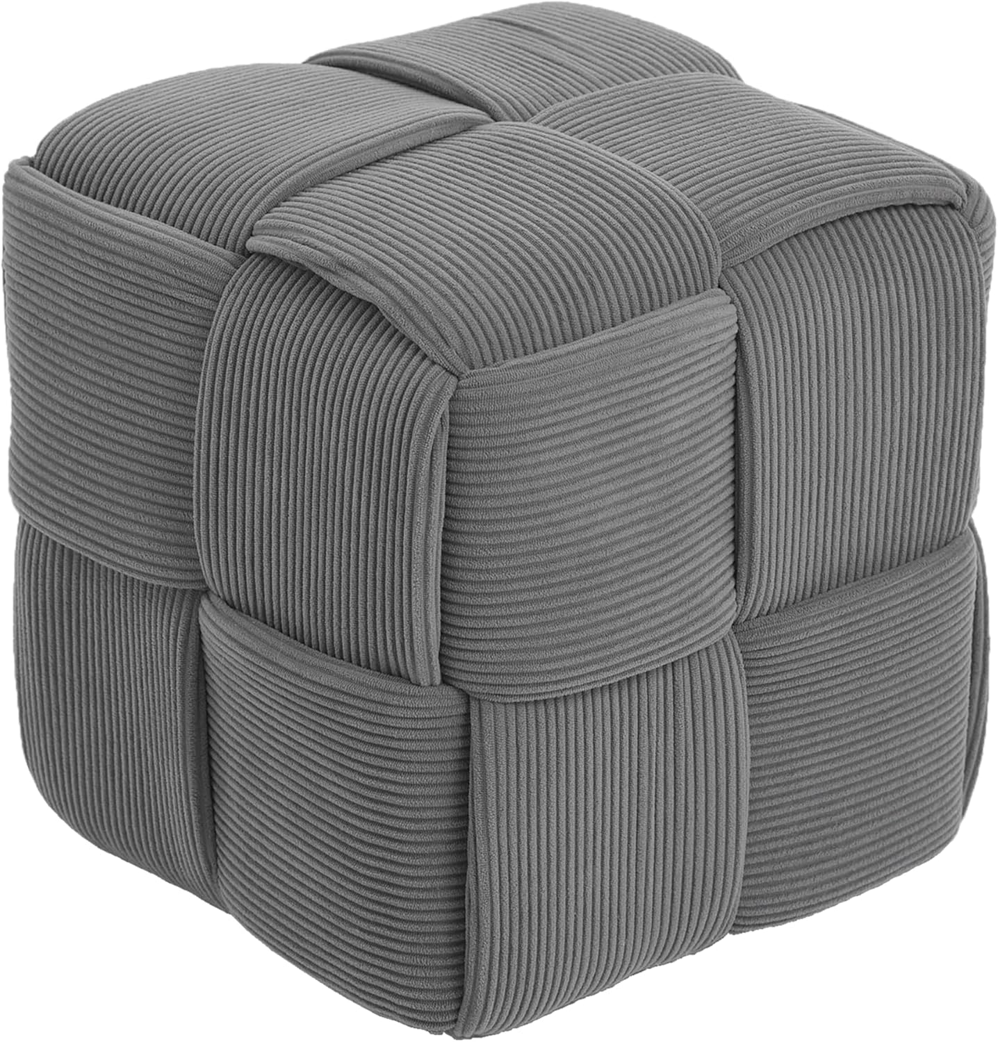 Ottoman Foot Rest Soft and Comfortable Ottoman Square Corduroy Woven Design Sofa Stool (Grey)