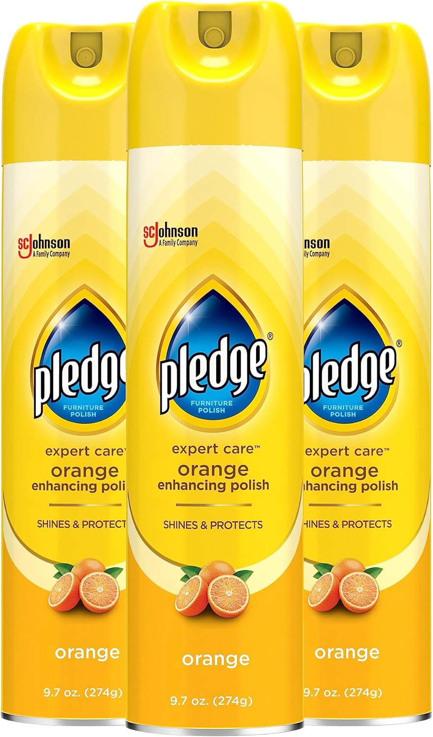Pledge Enhancing Polish, Wood & Furniture Spray, Orange Scent, 9.7oz (Pack of 3)