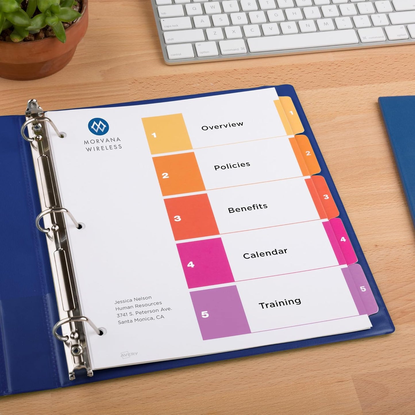 Avery 5 Tab Dividers for 3 Ring Binders, Customizable Table of Contents, Multicolor Tabs, 6 Sets (11187)