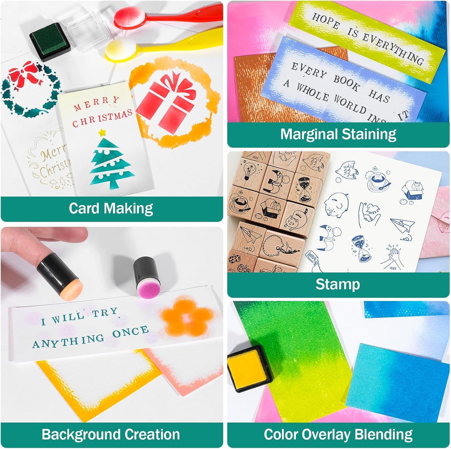 CraftyManor Mini Smudge Ink Pads for Stamps, Water Based Halo Dye Stamp Pad for Scrapbooking, DIY Craft Scrapbook Supplies for Adults (8 Colors)