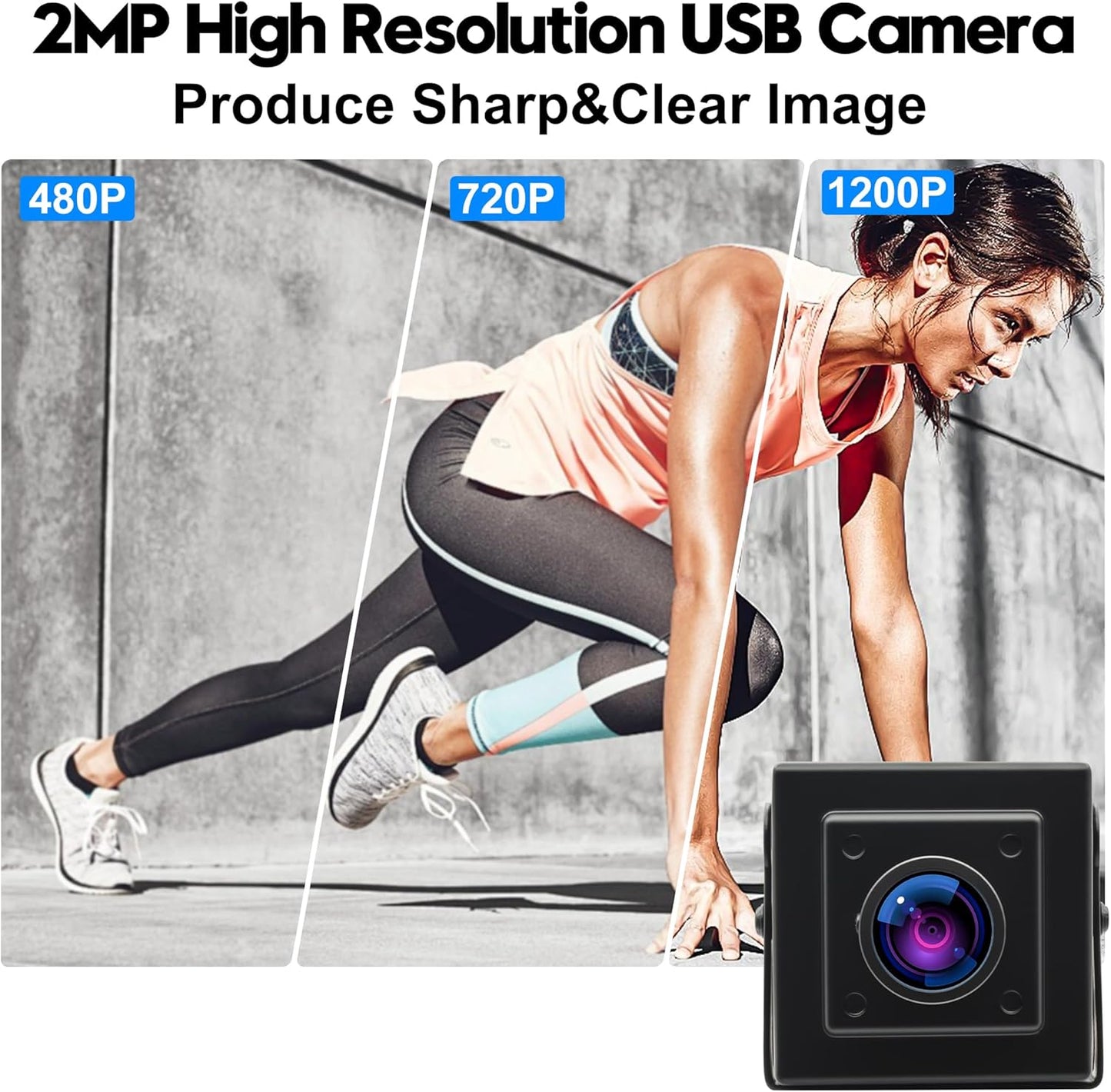 ELP Global Shutter USB Camera - Wide Angle Webcam for Computer & Laser Engraver - 1080P, 90fps, 120 Low Distortion Lens