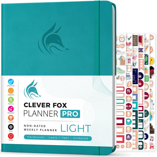 Clever Fox Planner PRO Light – Weekly & Monthly Life Planner to Increase Productivity, Time Management and Hit Your Goals, 8.5x11″ (Turquoise)