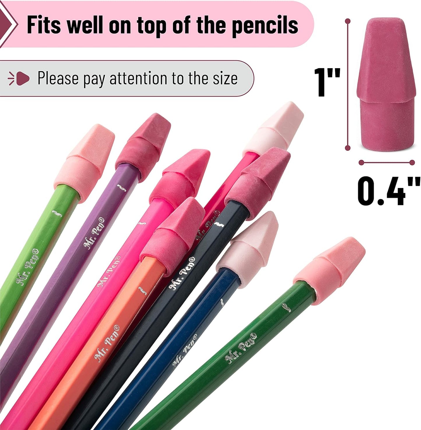 Mr. Pen- Pencil Erasers Toppers, 120 Pack, Pink Shades, Erasers for Pencils, Pencil Top Erasers, Pencil Eraser, Back to School Supplies