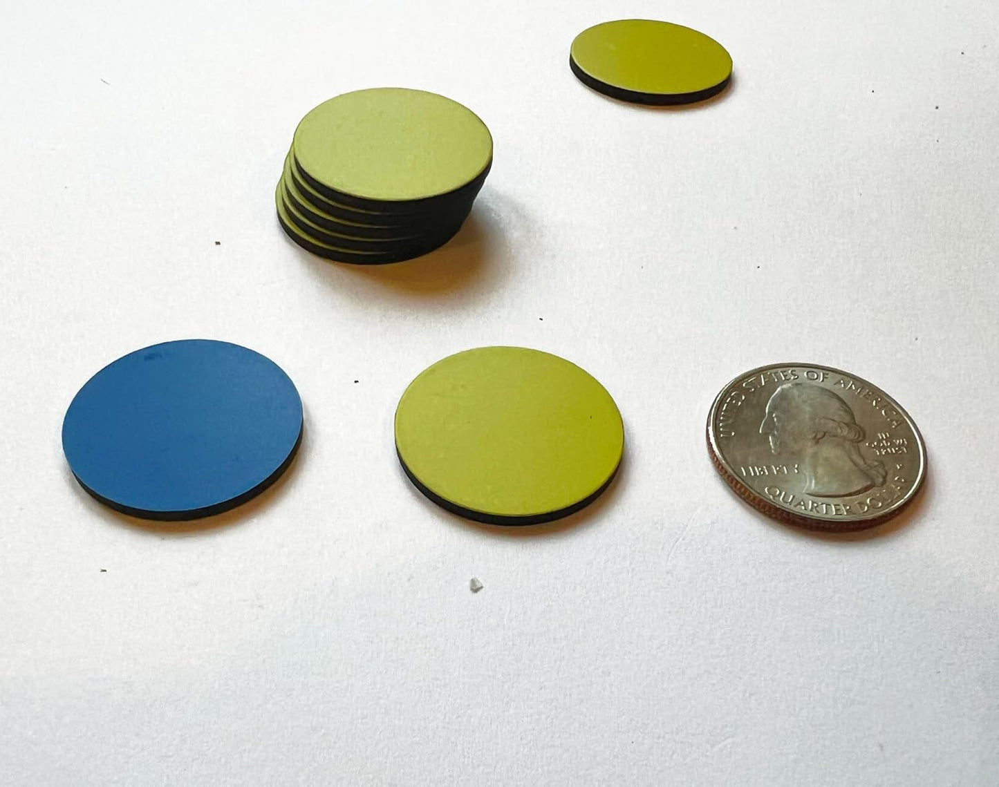 25-Pack Double-Sided Yellow/Blue Flip Magnet - 1" Diameter, Go/Attention Reversible Indicator, Ideal for Organizational Efficiency on Steel Surfaces