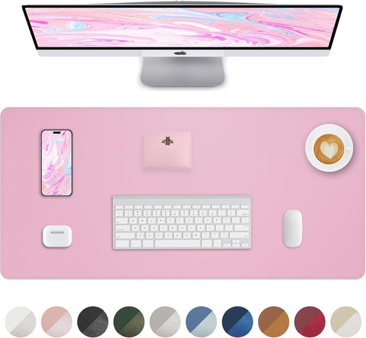 Pink Desk Mat, PU Leather Desk pad Large Mouse Pad, Non-Slip Desk Pad, Waterproof Desk Blotter Mat, Desk Cover Mat for Office and Home (31.5" x 15.7")