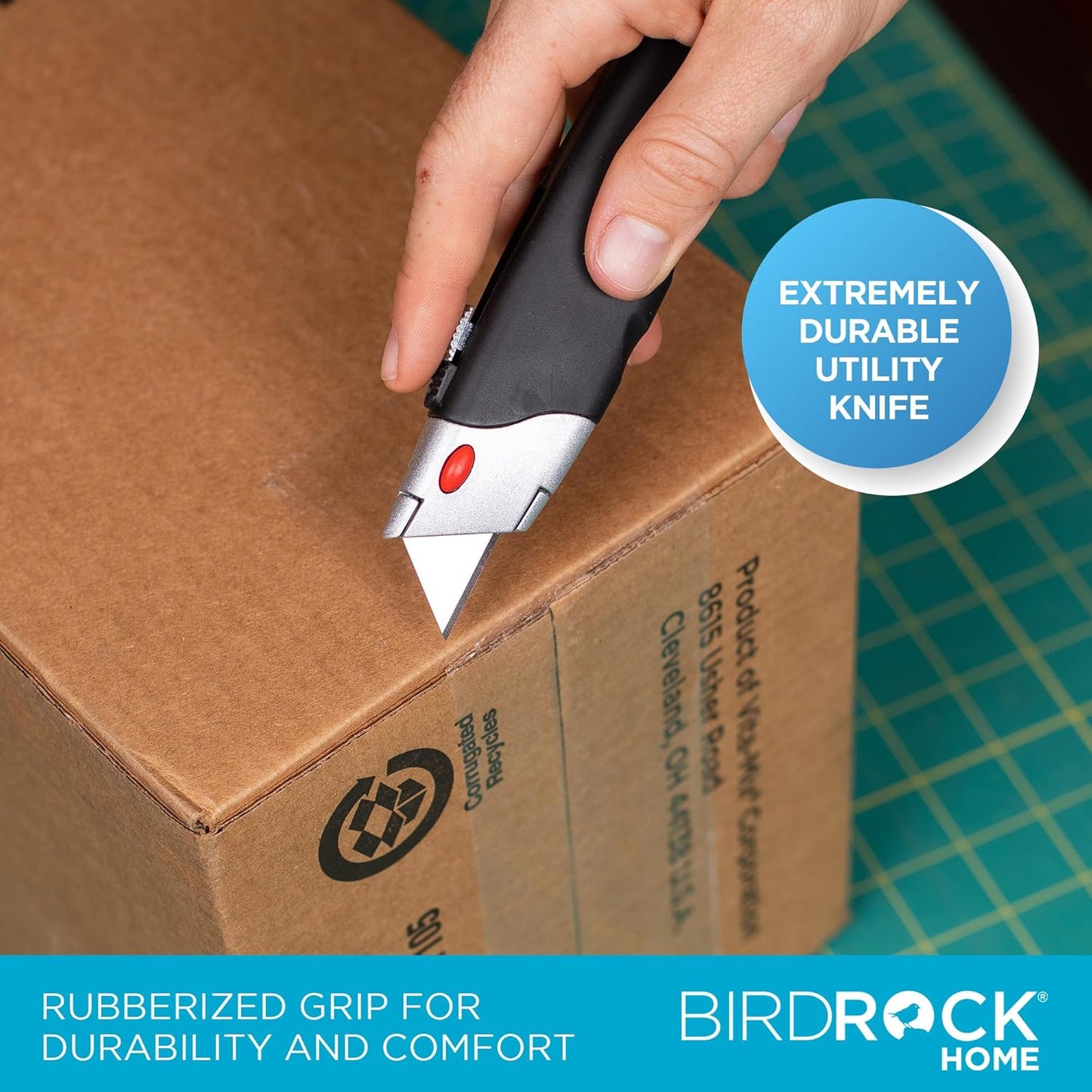 Internet's Best Premium Utility Knife - Set of 20 - Retractable Razor Knife Set – 5 Extra Blade Refills - Box Cutter Locking Razor Knife – Rubber Grip - Black