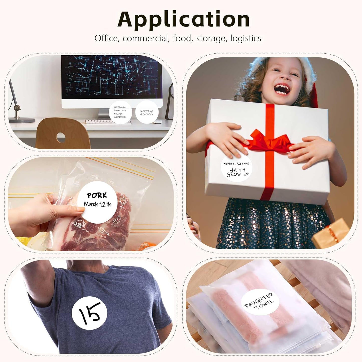 PARLAIM 3”Color Coding Labels Stickers,4Rolls/2000per Dispenser Box Round Adhesive Circle Dot Stickers for Inventory Office Home (White)