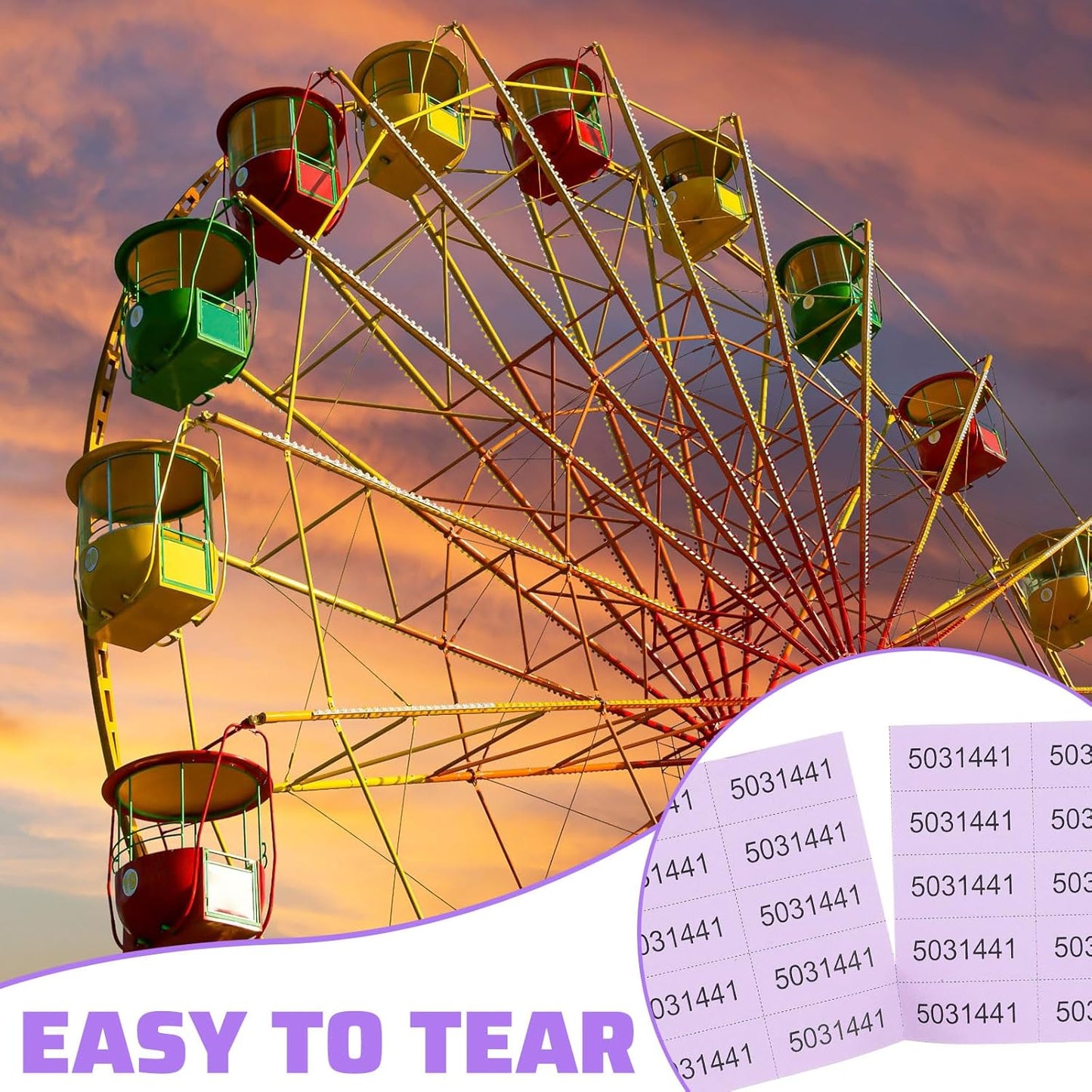 Kosiz 504 Sheets 25 Bid Raffle Ticket with Different Numbers Per Sheet Chinese Auction Tickets for Events Church Basket Auction Silent (Multicolor)