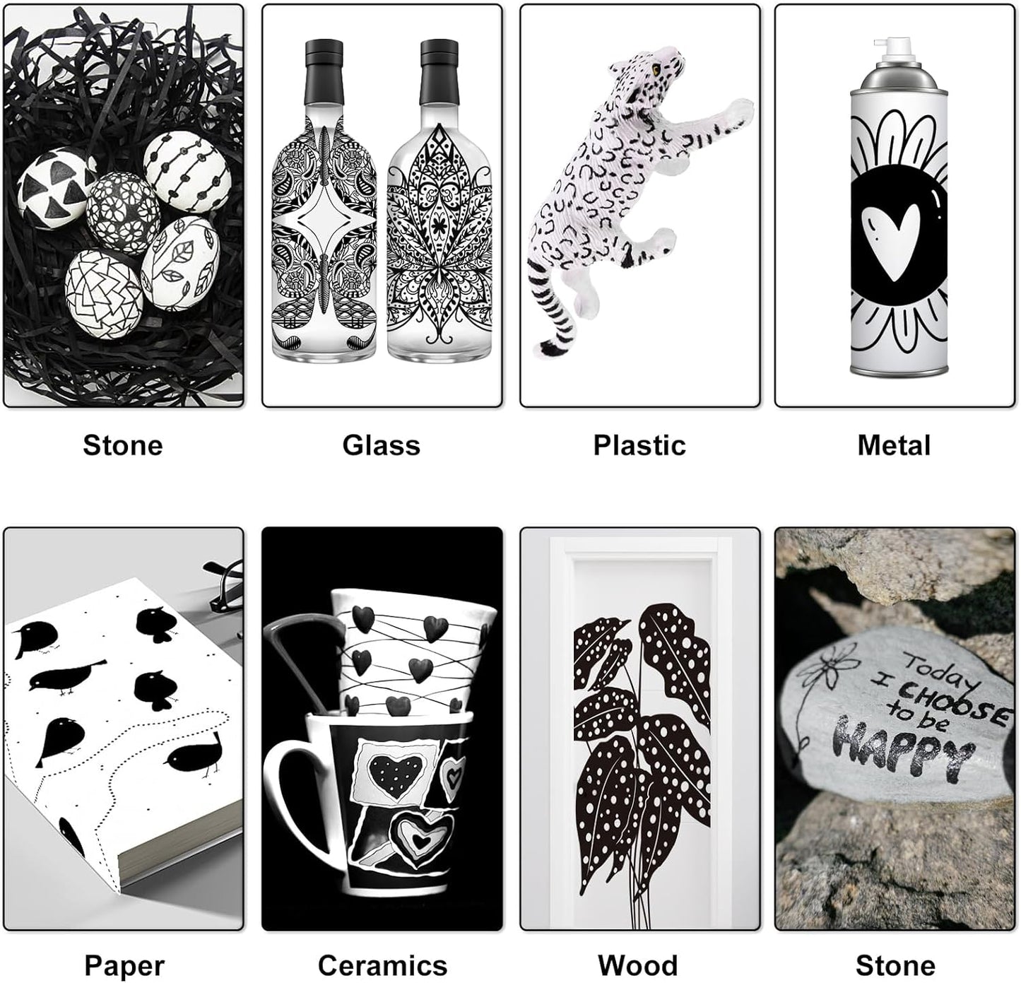 Paint Markers Paint Pens - 2 Pack Dual Tip Acrylic Permanent Marker (0.7mm & 3mm), Non-Toxic, Water-Based for Art Painting, Stone, Ceramic, Glass, Wood, Fabric, Metal, DIY Crafts (White)