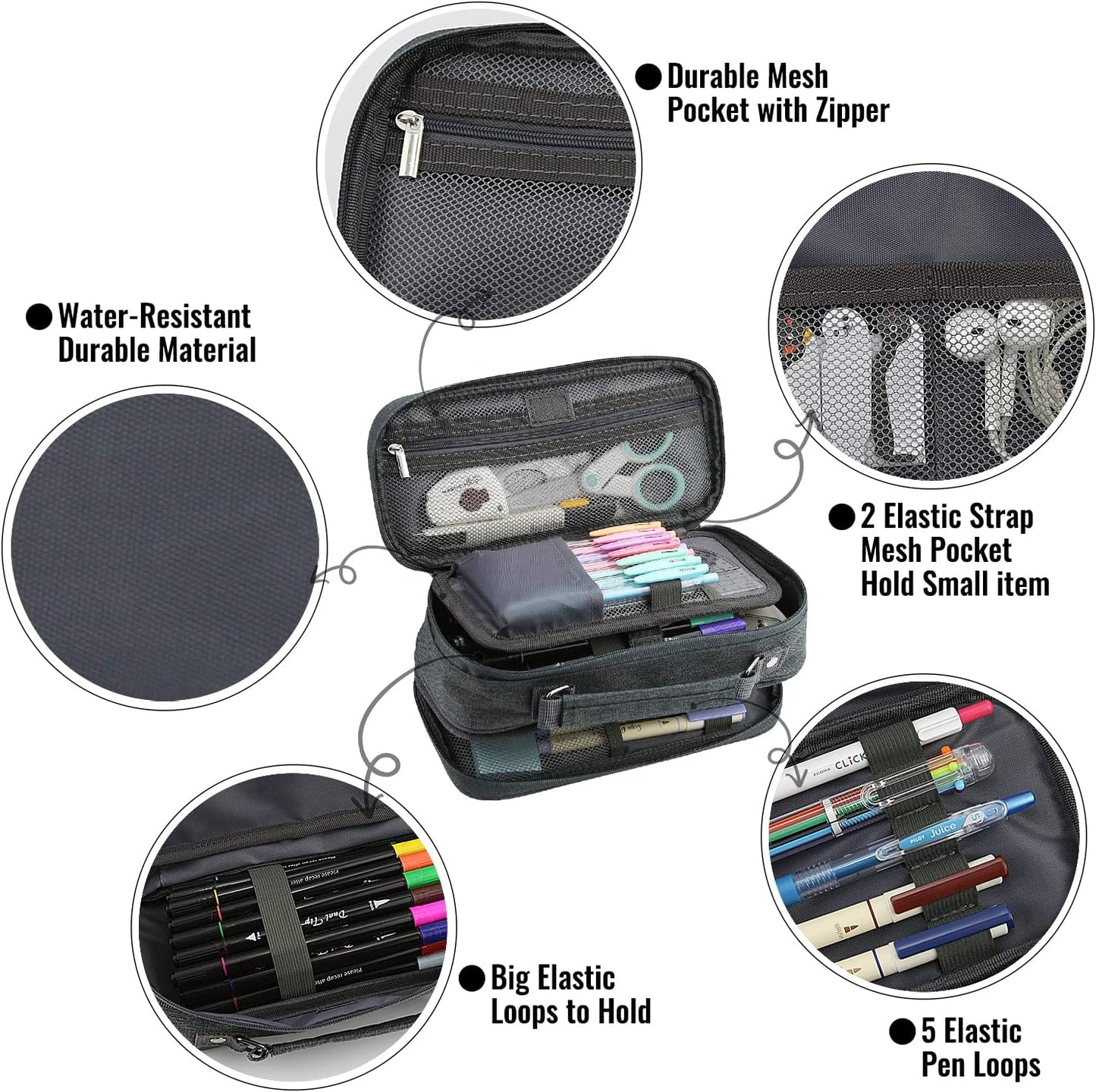 Pencil Case, Large Capacity Pencil Case Organizer; Double Zipper Storage Bag; Big Pencil Pouch for College School Office Teen Girl Boy Men Women Adult