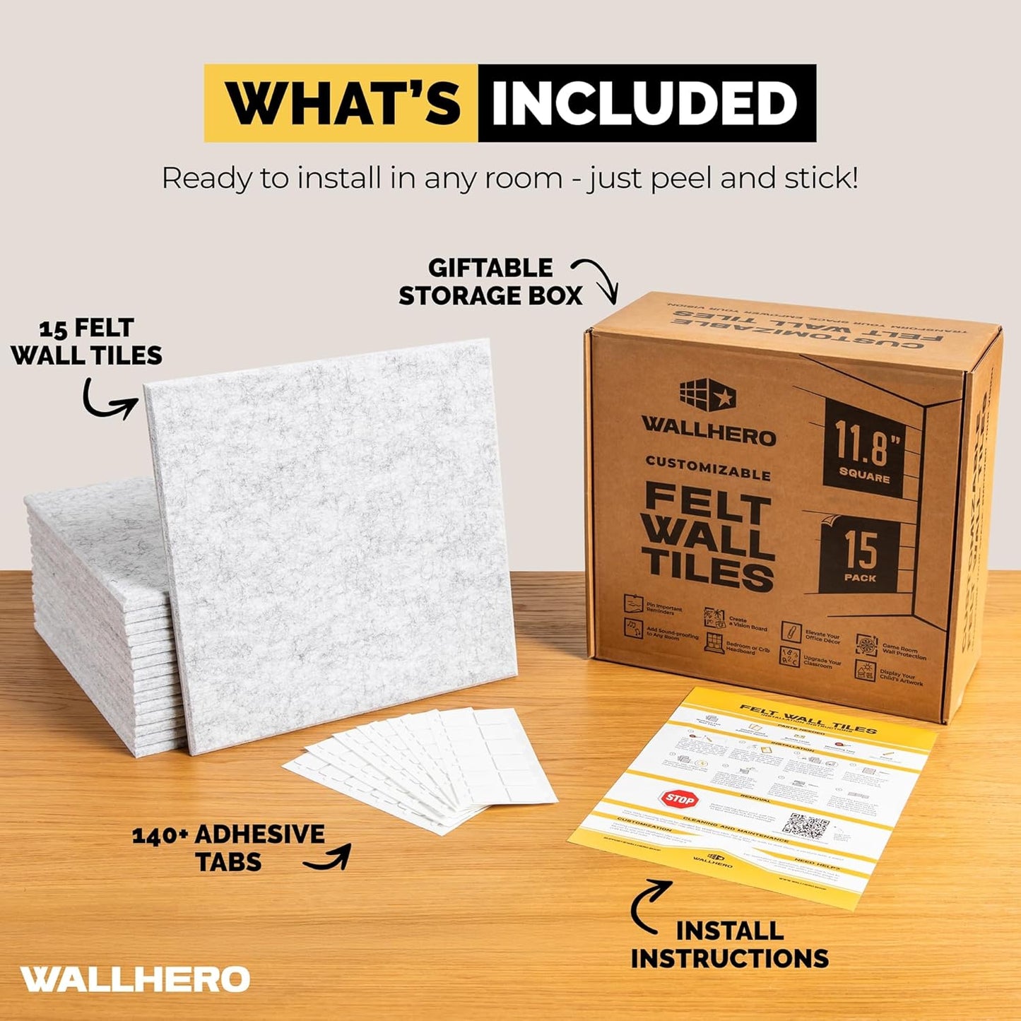 Office Cork Board, 59"x36" | 15 Pack | Large Cork Boards for Walls, Tac Board, Wall Protector for Dart Board, Corks Boards, Corkboard for Wall, Felt Board Tiles (Gray Marble)