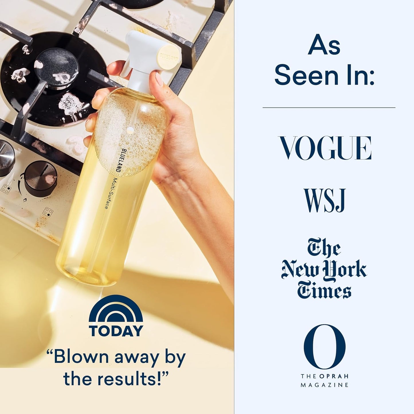 BLUELAND Multi-surface Cleaner, 4-Pack Refill, Fresh Lemon Scent, All-Purpose, Eco-Friendly Cleaning Supplies, 4 x 24 Fl oz