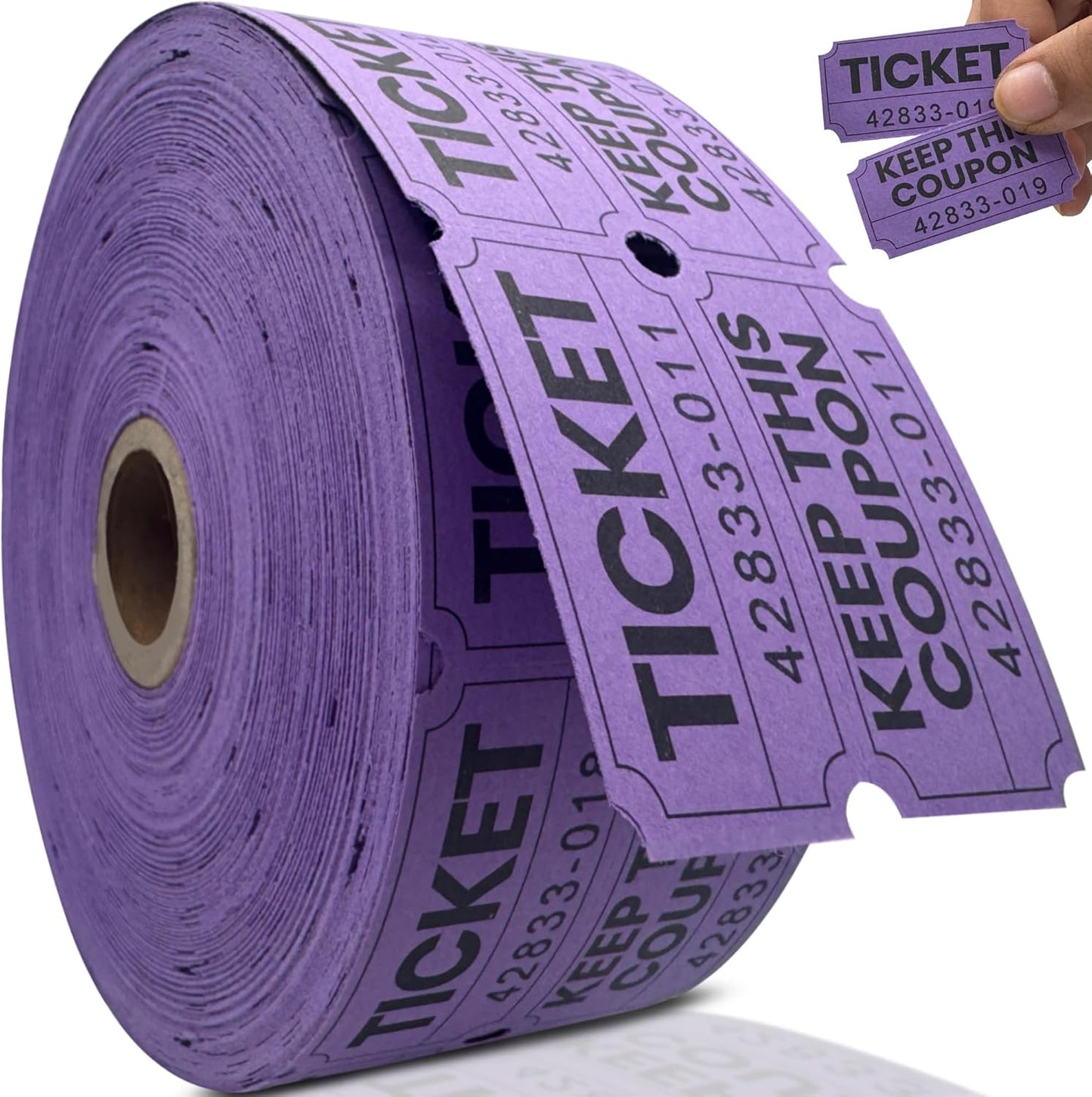 Pm Company 1000 Raffle Tickets Double Roll, Purple 50/50 Raffle Tickets for Events, Carnivals, Fundraisers, Class Rewards, and Prizes - Premium Quality