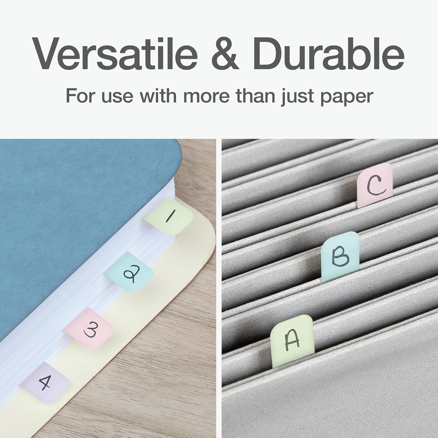 Redi-Tag Write-On Tabs, Permanent Adhesive Index Tabs, Assorted Pastel Colors: Pink, Purple, Blue, Teal, Green, 1" x 7/16", 130 Pack (1009306)