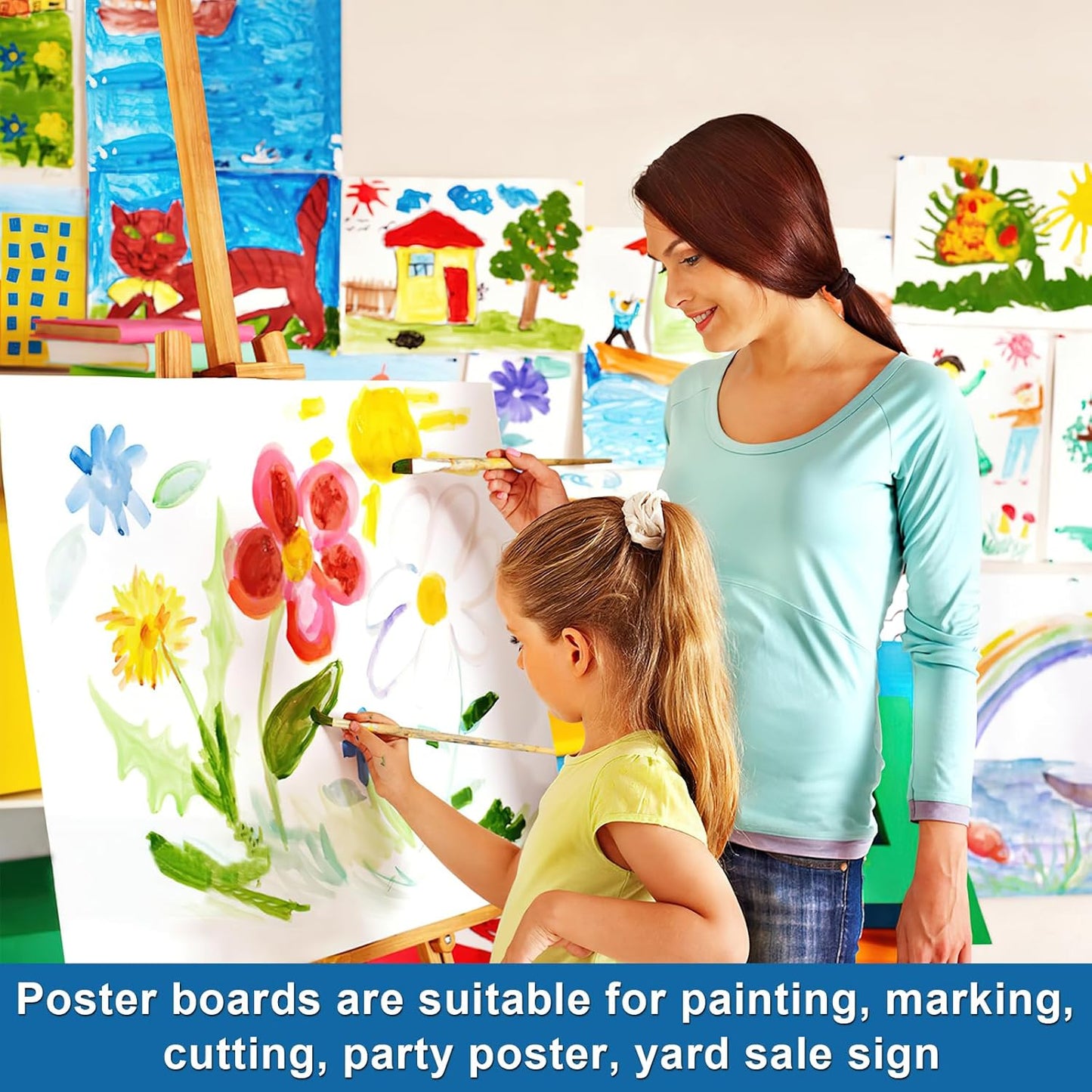 50 Pcs White Poster Board Paper 14x18, ROOKEA Blank Graphic Display Vision Boards Bulk for School Arts Classroom Crafts Projects Presentations Drawing Scrapbooking