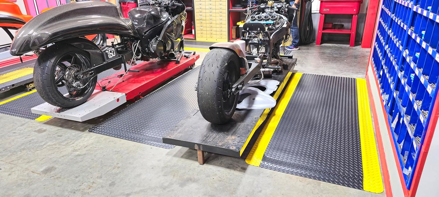 Rhino Mats, American Classic Diamond Anti-Fatigue Mats, Industrial Ergonomic Comfort Standing Mat for Work, Home, Garage, Office, Kitchen or Anywhere (Black/Yellow 1" Thick, 3 FT. x 9 FT.)