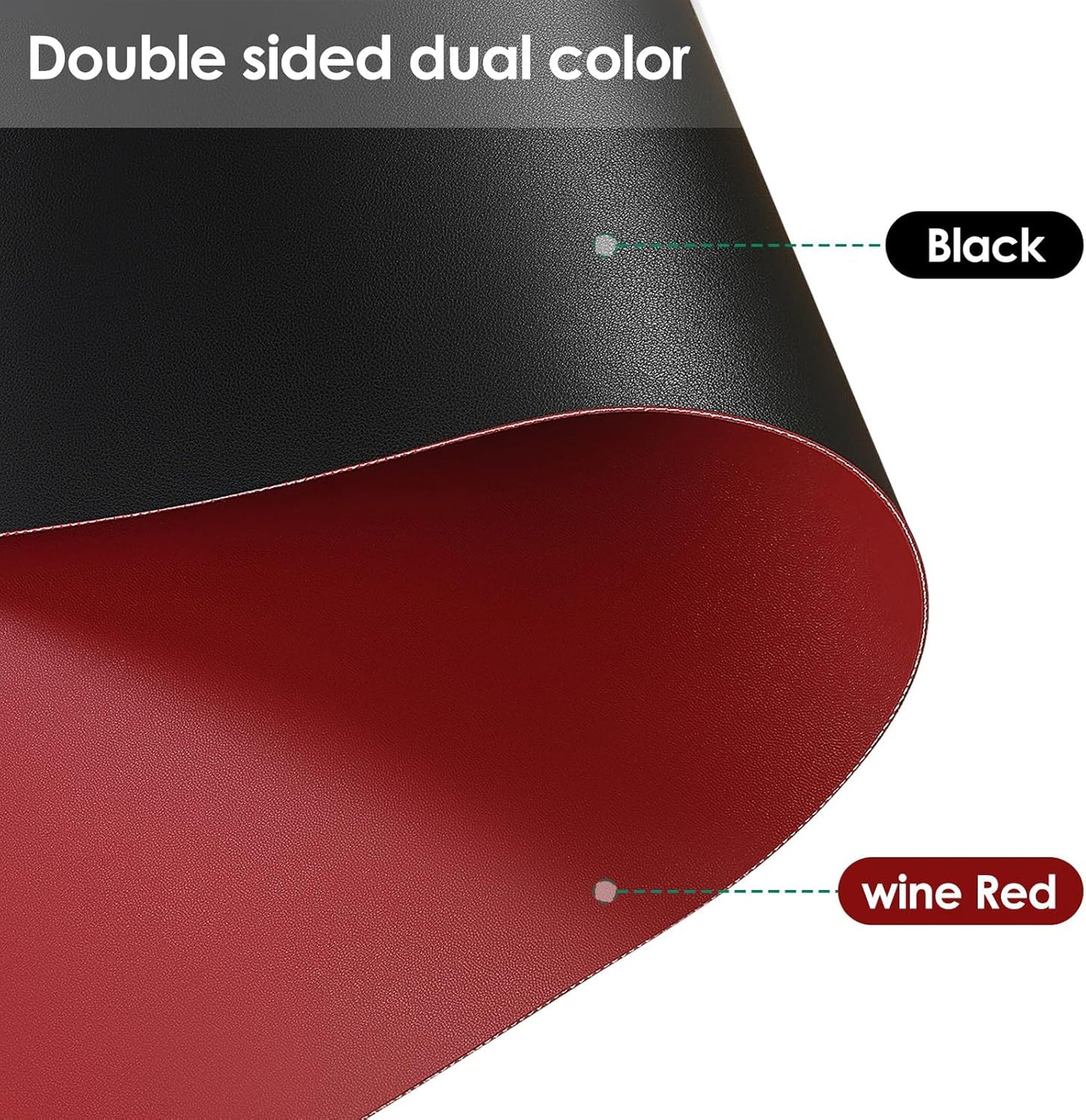Leather Table Cover,1.8mm Thick,42x66 Inch Table Protector,Table Protector for Dining Room Table,Dining Table Cover,Table Cover Protector,Dining Table Cover Protector(Black+Wine Red,42x66)