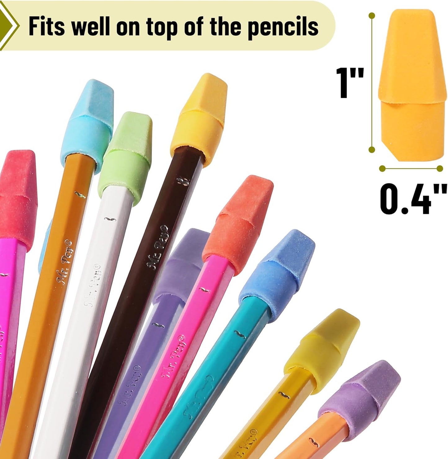 Mr. Pen- Pencil Erasers Toppers, 1000 Pack, Colorful, Latex Free, No Smudge, Mr Pen Erasers for Pencils