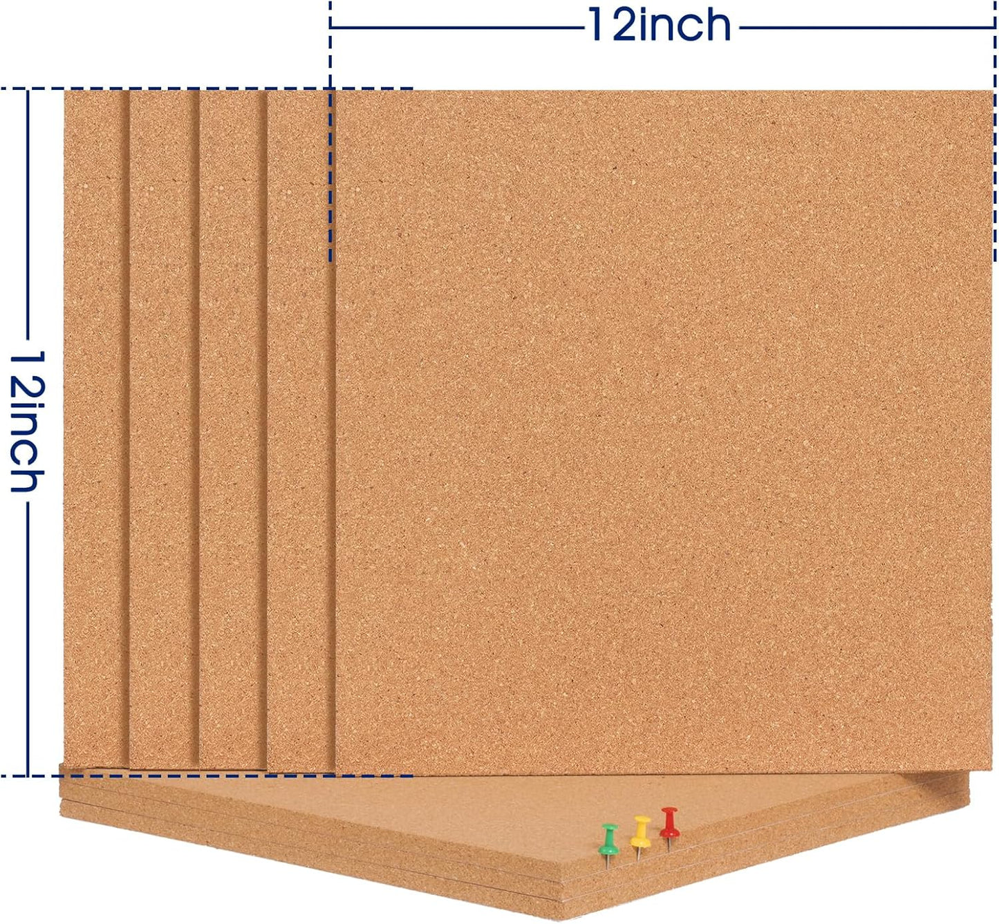 Square Cork Bulletin Board Tiles - SVOPY 8Pack Extra Thick 12x12 Inches Cork Board Tiles for Wall for Home Office Decor, Cork Sheet,School Message Board and Decorative Display Boards