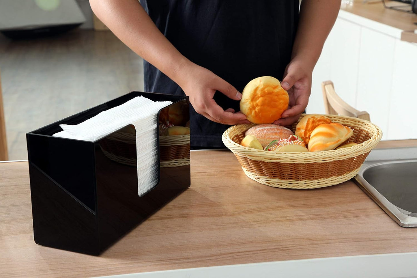 IEEK Paper Towel Dispenser Wall Mount Acrylic Paper Towel Holder for Bathroom Office and Kitchen,Hand Towel Dispenser Fits Multi-Fold Paper Towel,C-Fold, Zfold,Tri fold Paper Towels,Black