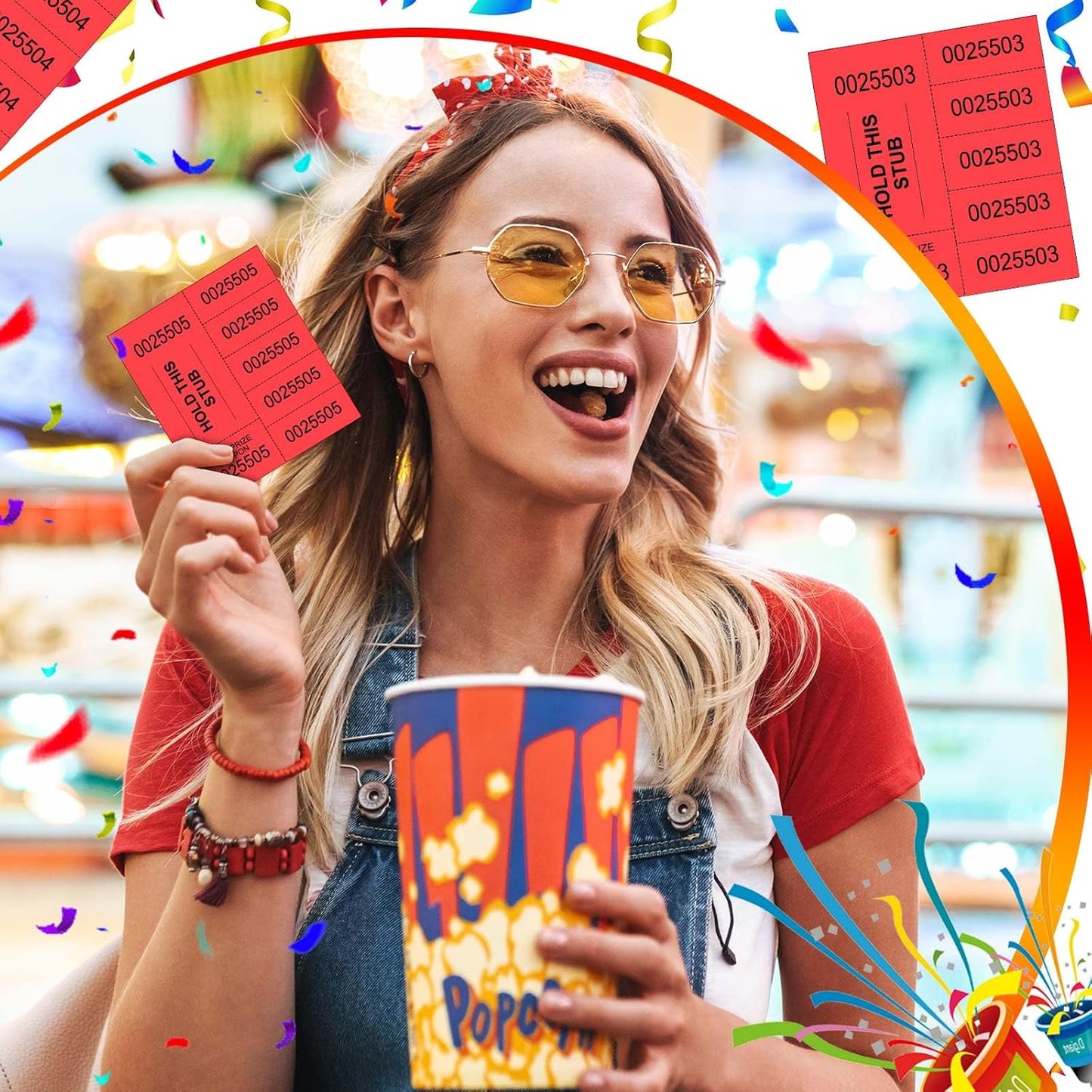 Kosiz 1000 Sheets 5 Bid Raffle Ticket Sheets Chinese Auction Tickets Numbers for Basket Events and Silent Auctions (Red)