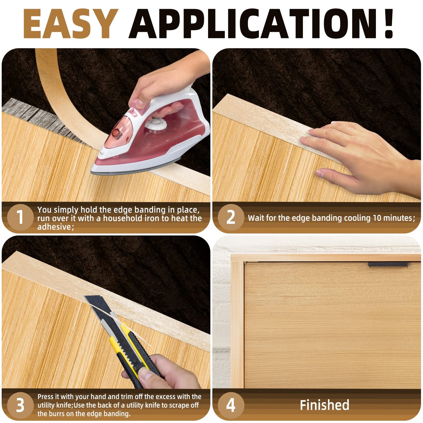 GSCIT Club Birch Edge Banding, 1 inch x 25ft roll of Veneer Edge Banding Preglued Flexible, Real Wood Tape Banding