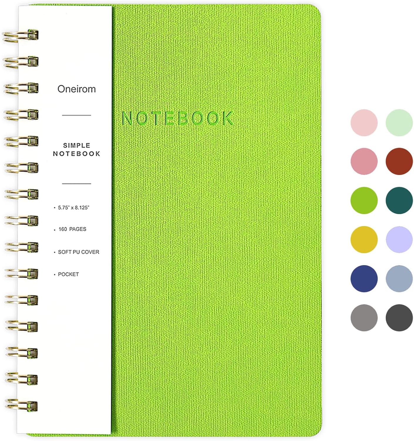 Lined Spiral Notebook College Ruled A5 Journal Book for Note Taking, 160 Pages Writing Journal for Office and Home School Supplies 5.75x8.125 inch (0Light Green-1)
