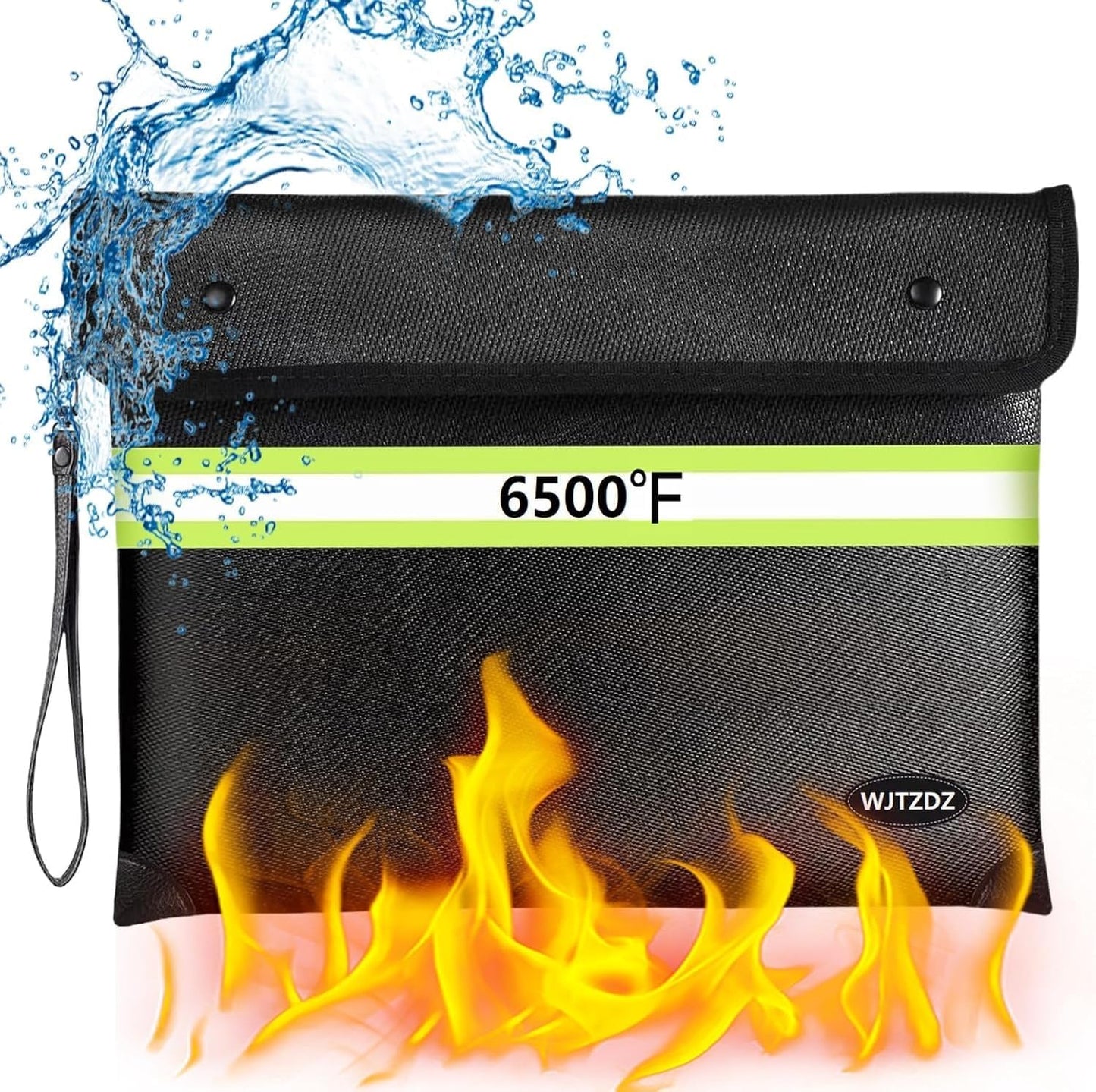 6500°F Fireproof Document Bag,Upgraded Fireproof Money Bag with Waterproof Zipper,10 Layers Heat Insulated Materials/Reflective Strip with Handle for Important Documents