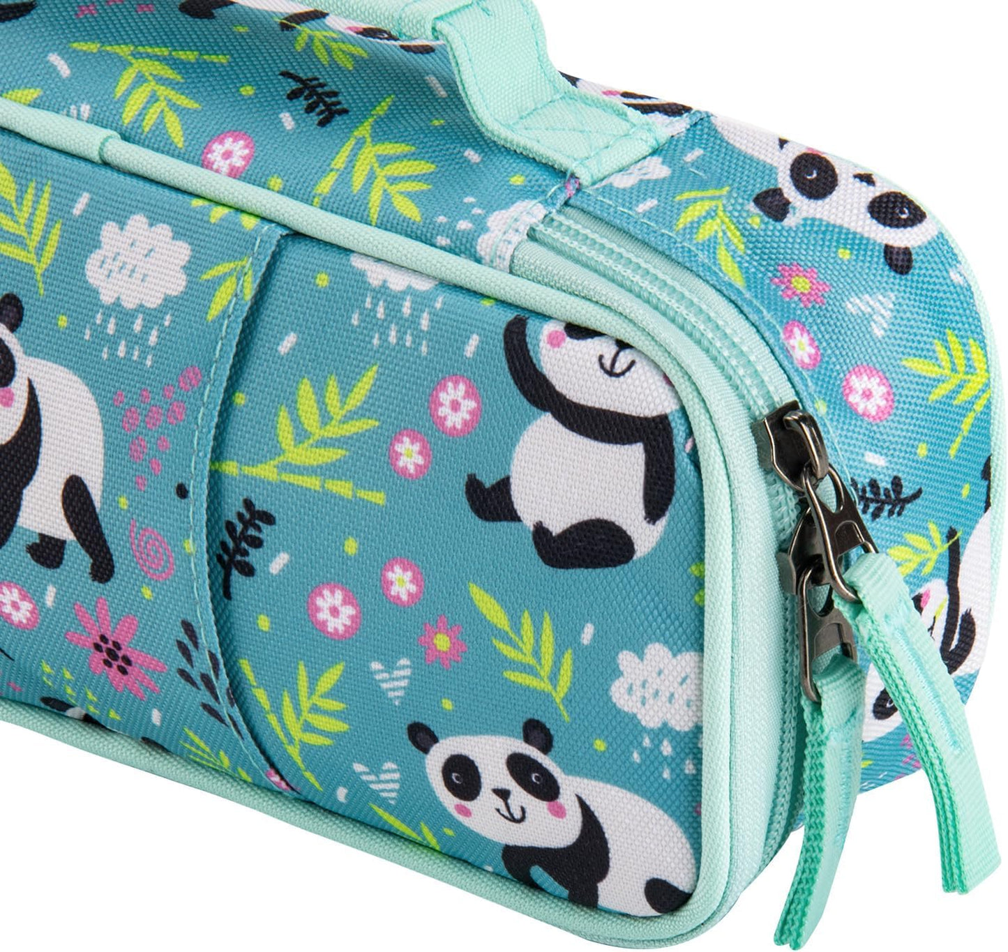 Choco Mocha Panda Pencil Case for Girls, Soft Pencil Case Kids Pencils Pouch for Kindergarten Girls, Teal