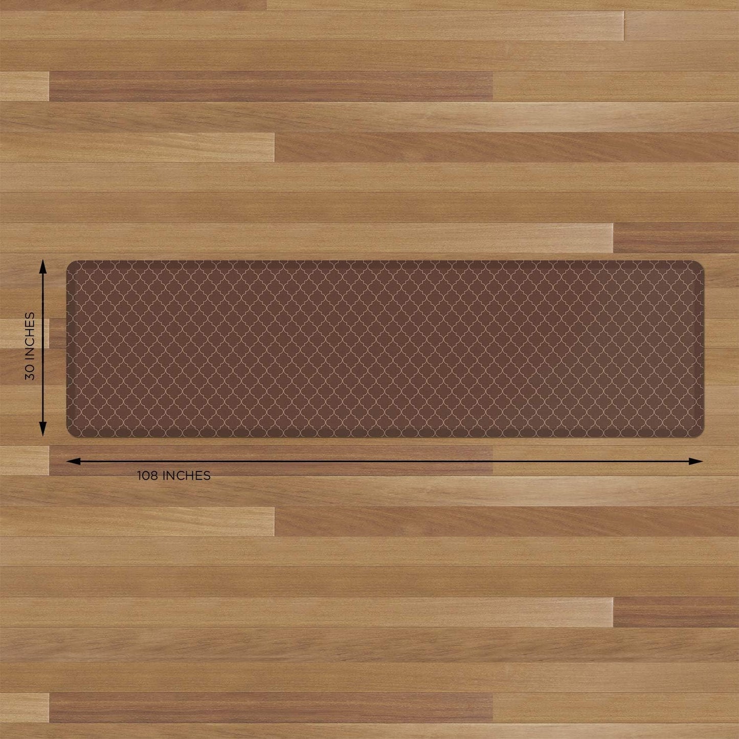 NewLife by GelPro Anti-Fatigue Designer Comfort Kitchen Floor Mat, 30x108" , Trellis Walnut Stain Resistant Surface with 3/4” Thick Ergo-foam Core for Health and Wellness