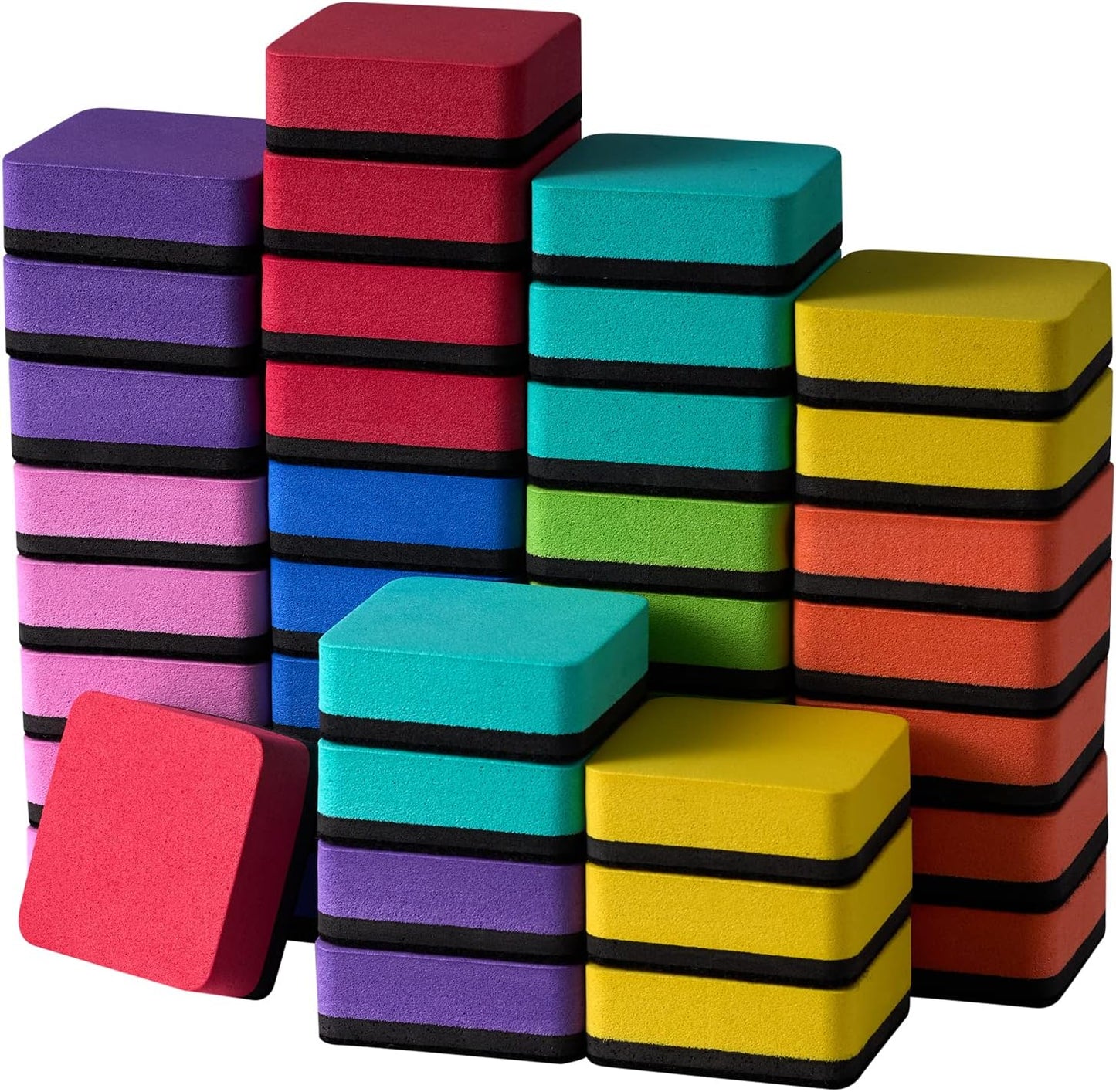 Dry Erase Erasers, Eeoyu 40 Pack Magnetic Whiteboard Dry Erasers Chalkboard Cleaner Wiper for Kids and Classroom Teacher Supplies Home and Office, 8 Color