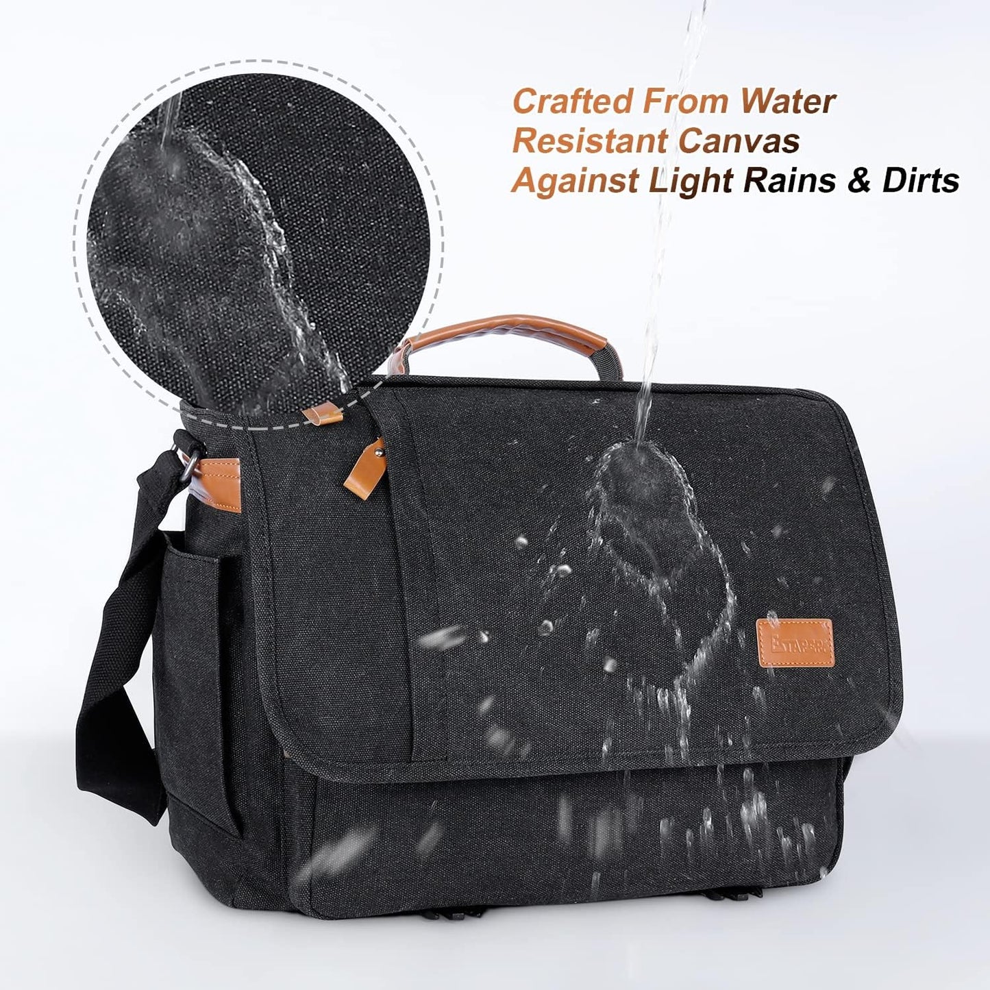 ESTARER Messenger Bag 17-17.3 Inch, Men's Computer Bag Water-resistant Canvas, Teacher Laptop Satchel for Work Office College, Dark Grey