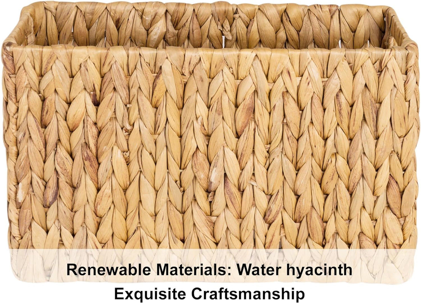 StorageWorks Hand-Woven Magazine Holder, Magazine Wicker Basket for Bathroom, Office, Rattan Magazine Holder, Natural Water Hyacinth, 1 Pack