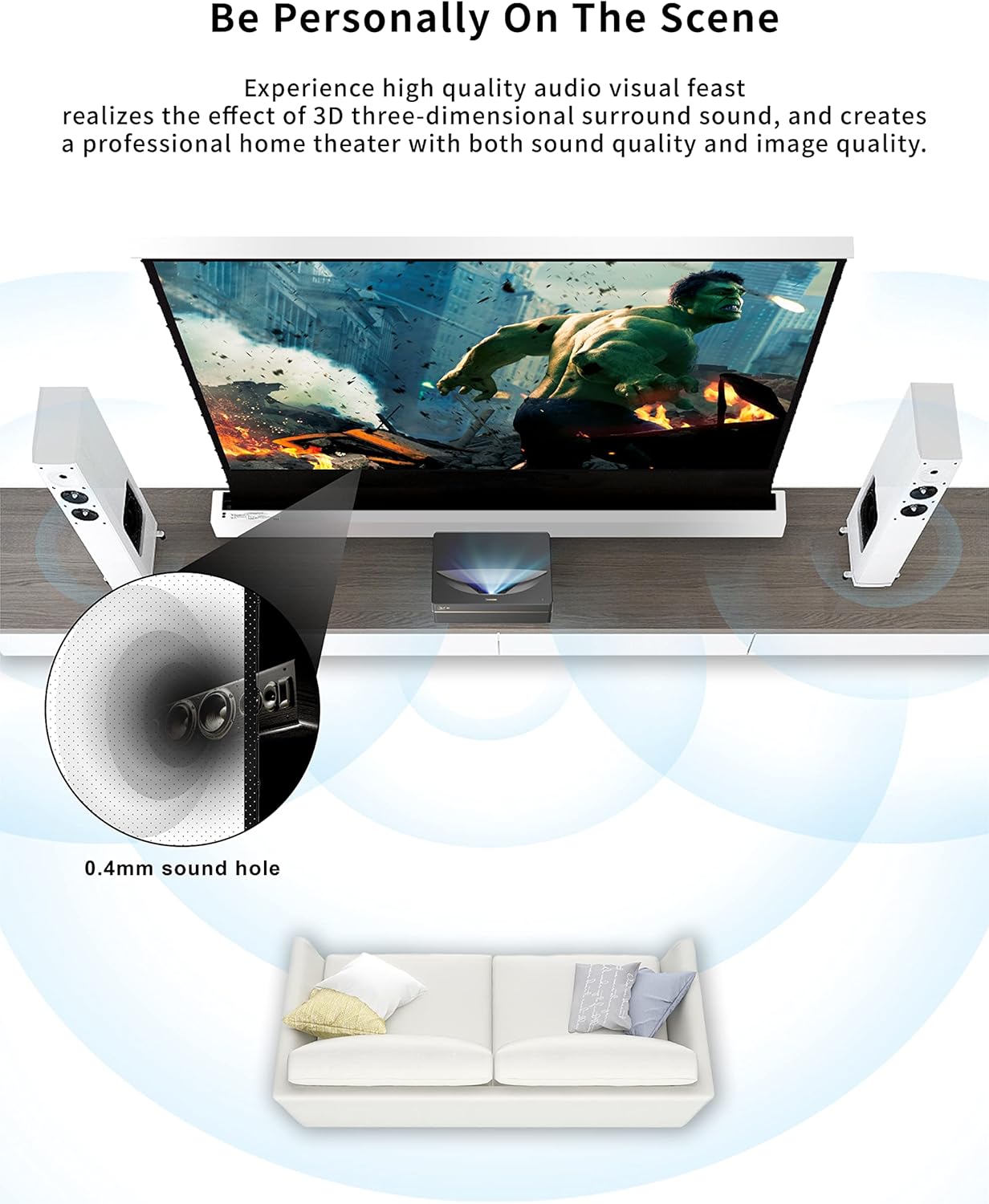 VIVIDSTORM- Projector Screen S 100 Inch Portable Folding Stand Floor Rising Movie Screen Sound Transparent Perforated White Screen Compatible with Ordinary Projector,VWSDSTPW100H