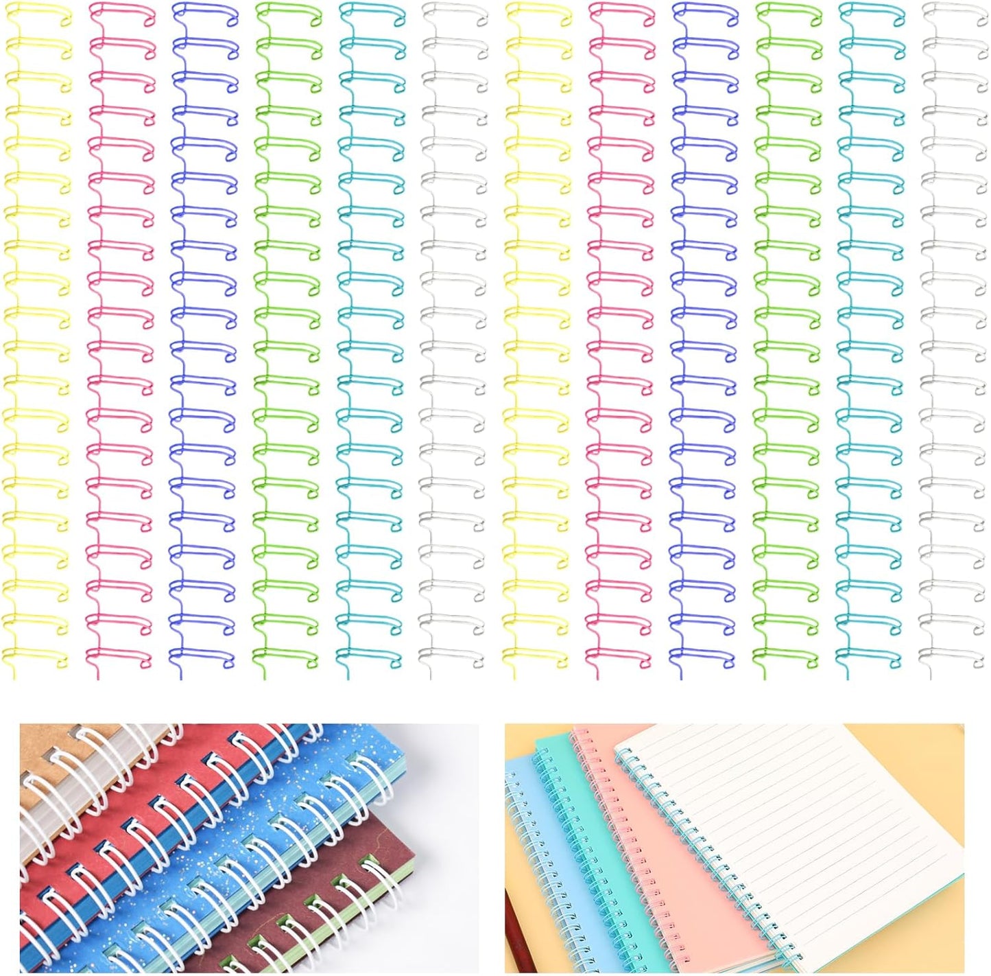 30Pcs Metal Double Loop Binding Wires Double Spiral Binding Ring Coil, 9/16" 23 Holes, 2:1 Pitch Cinch Binding Machine Wire for Teacher Student Document Notebook File Making (Iridescence)