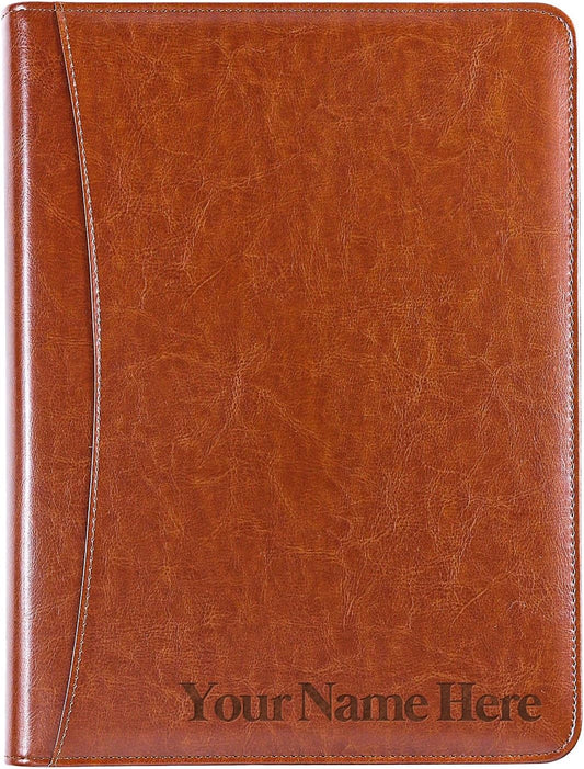 Customized Employees Organizer Padfolio Planner, Personalized Leather Portfolio for Staffs Colleagues, Custom Employee Gift, Brown Leather Padfolio for Colleague, Portfolio Planner for Men